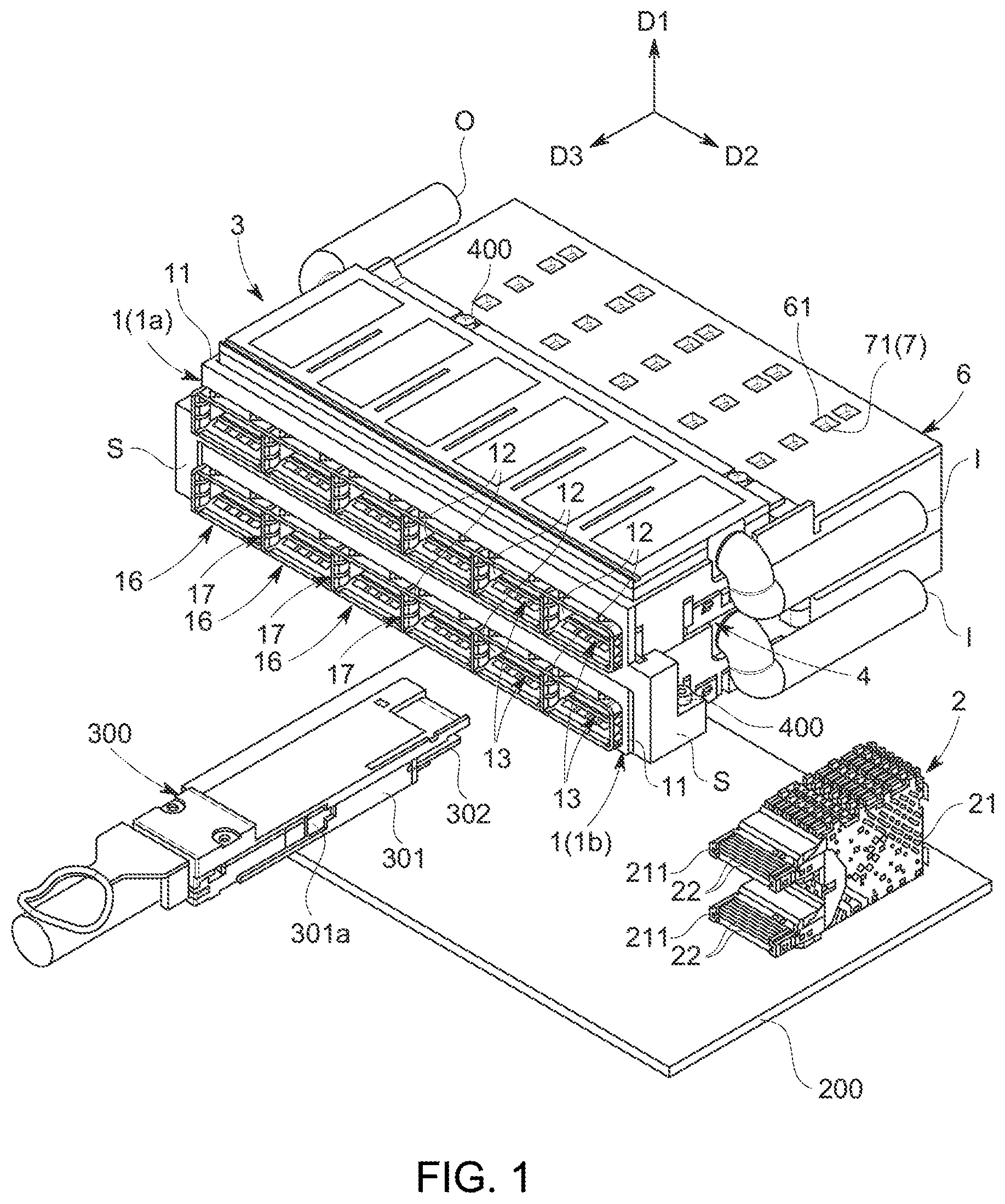 Patent US12414263 Figure 1 – Cooling tray connector assembly