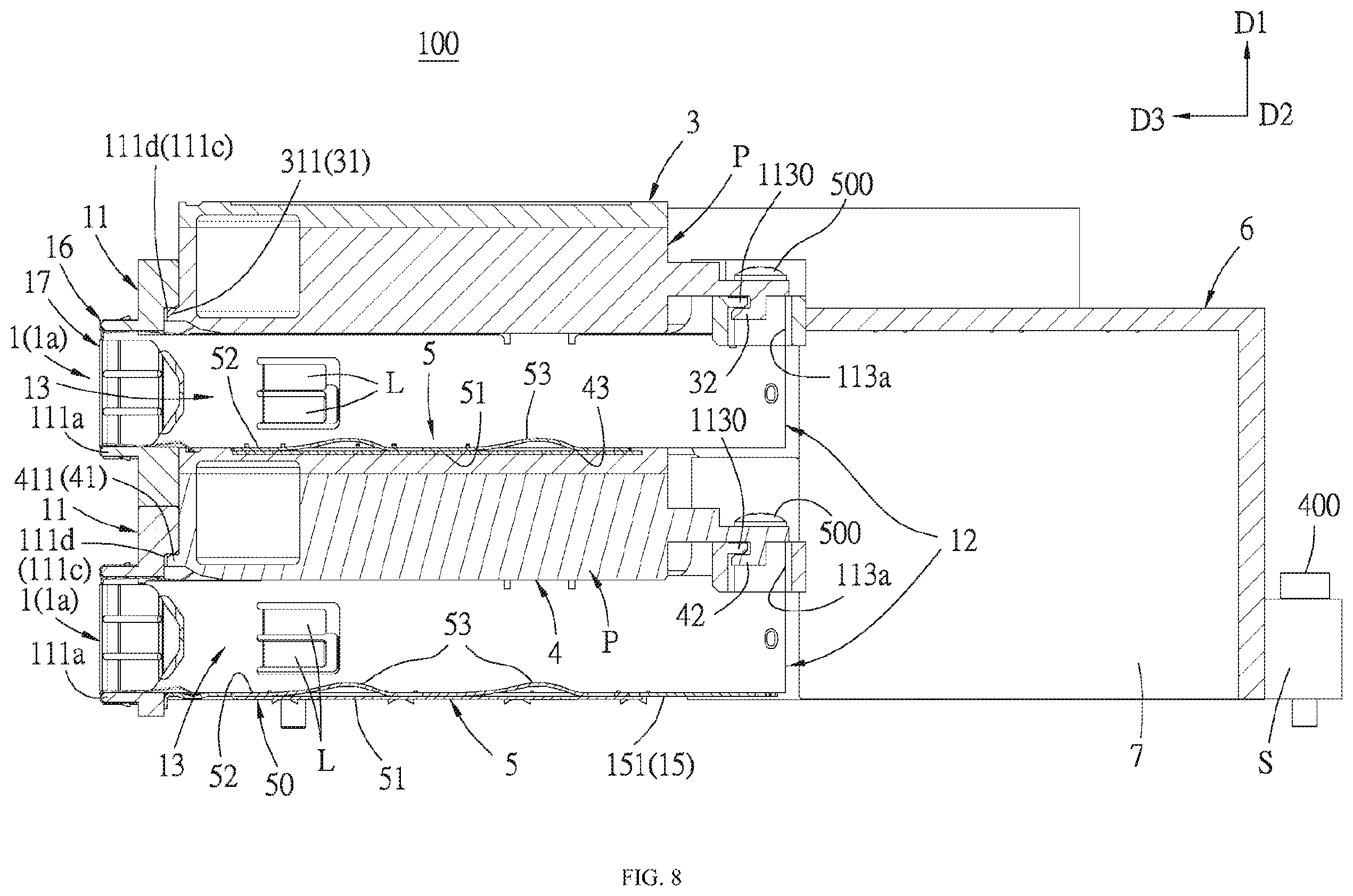Patent US12414263 Figure 8 – Cooling tray connector assembly