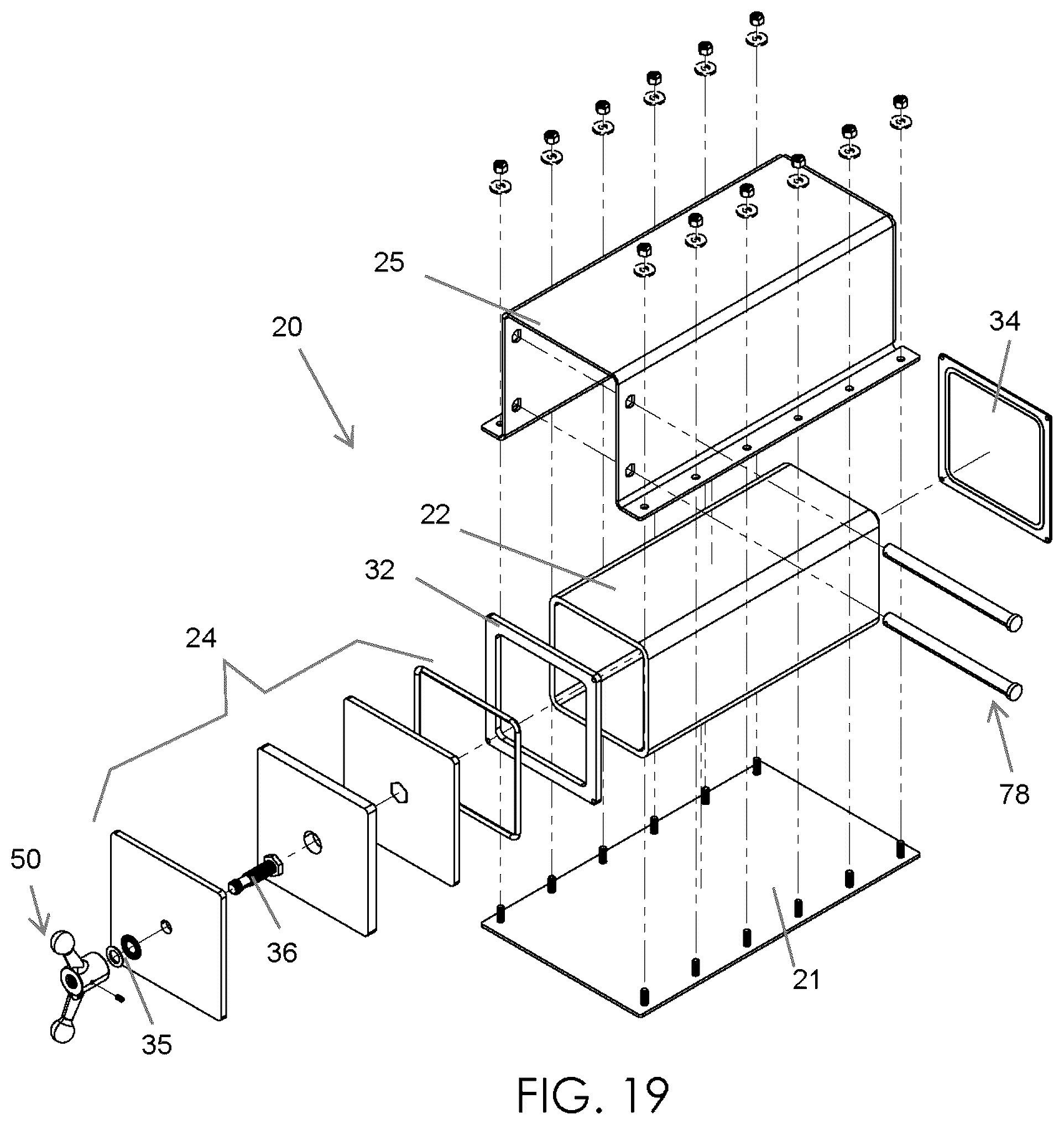 Patent US12414277 Figure 10 – Portable electromagnetic shielding enclosure having a compression hatch point of entry and associated method(s)