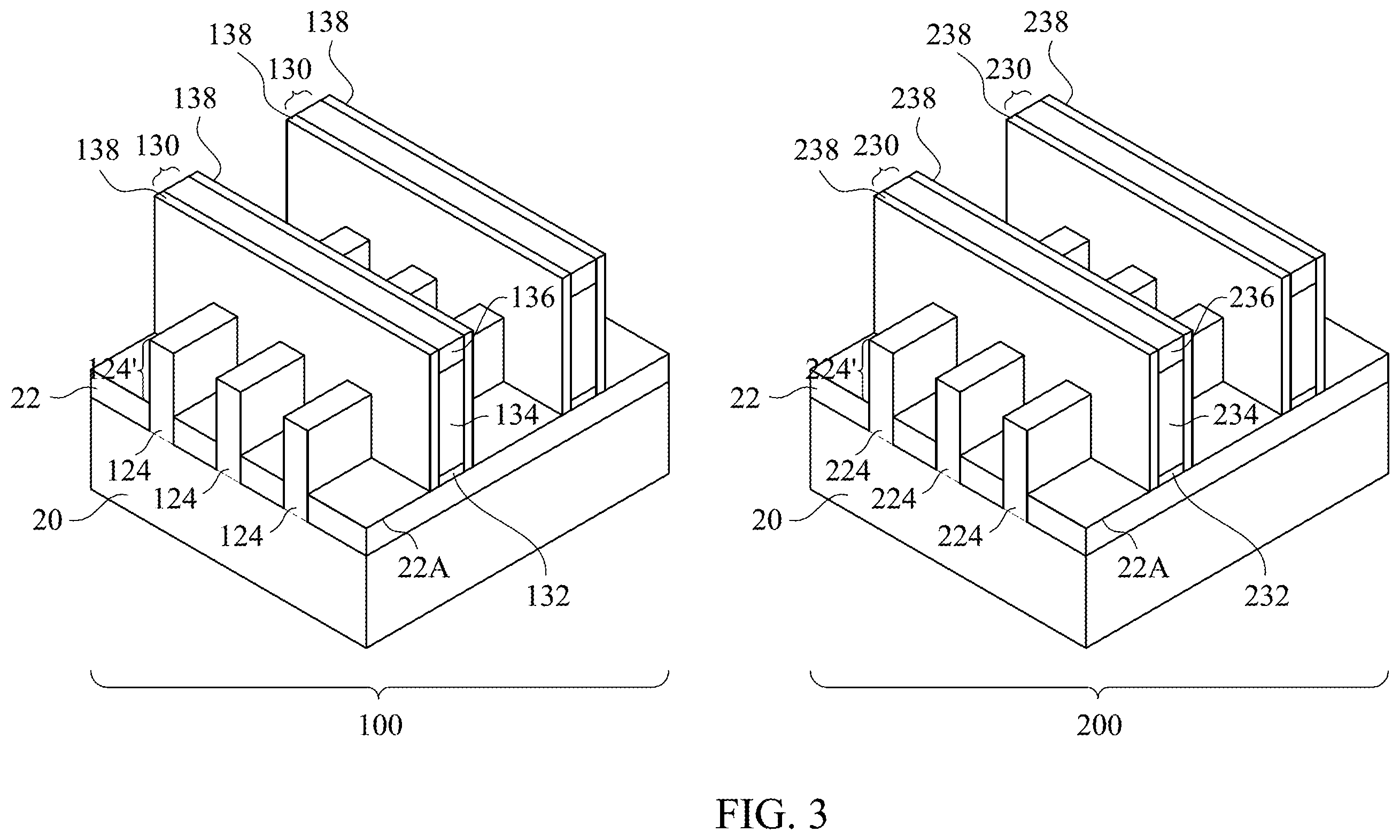 Patent US12414281 Figure 3 – Implantations for forming source/drain regions of different transistors