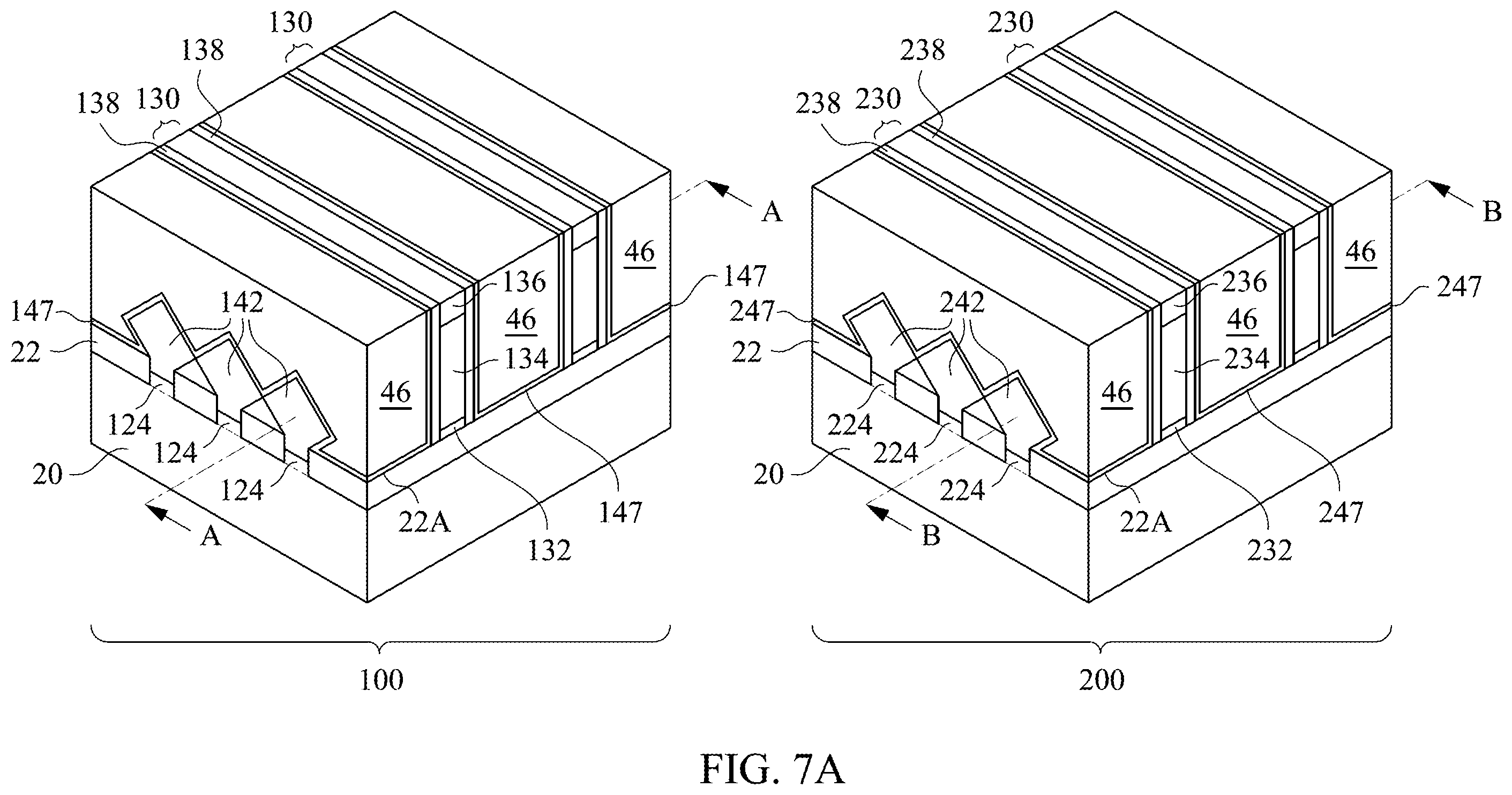 Patent US12414281 Figure 8 – Implantations for forming source/drain regions of different transistors