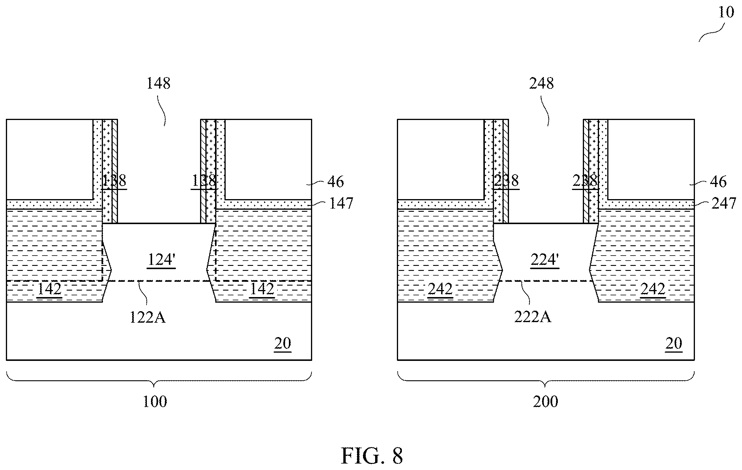 Patent US12414281 Figure 10 – Implantations for forming source/drain regions of different transistors