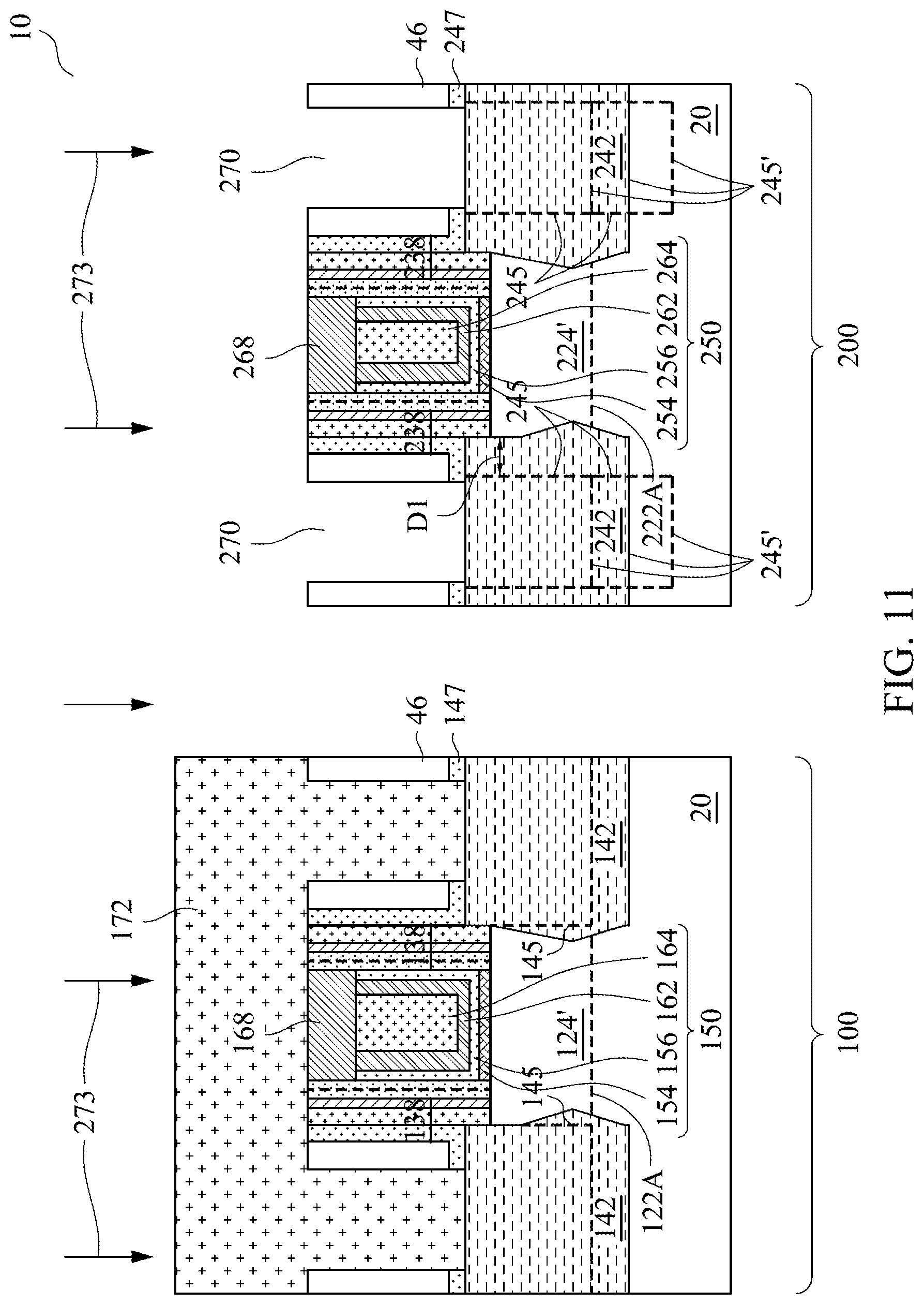 Patent US12414281 Figure 13 – Implantations for forming source/drain regions of different transistors