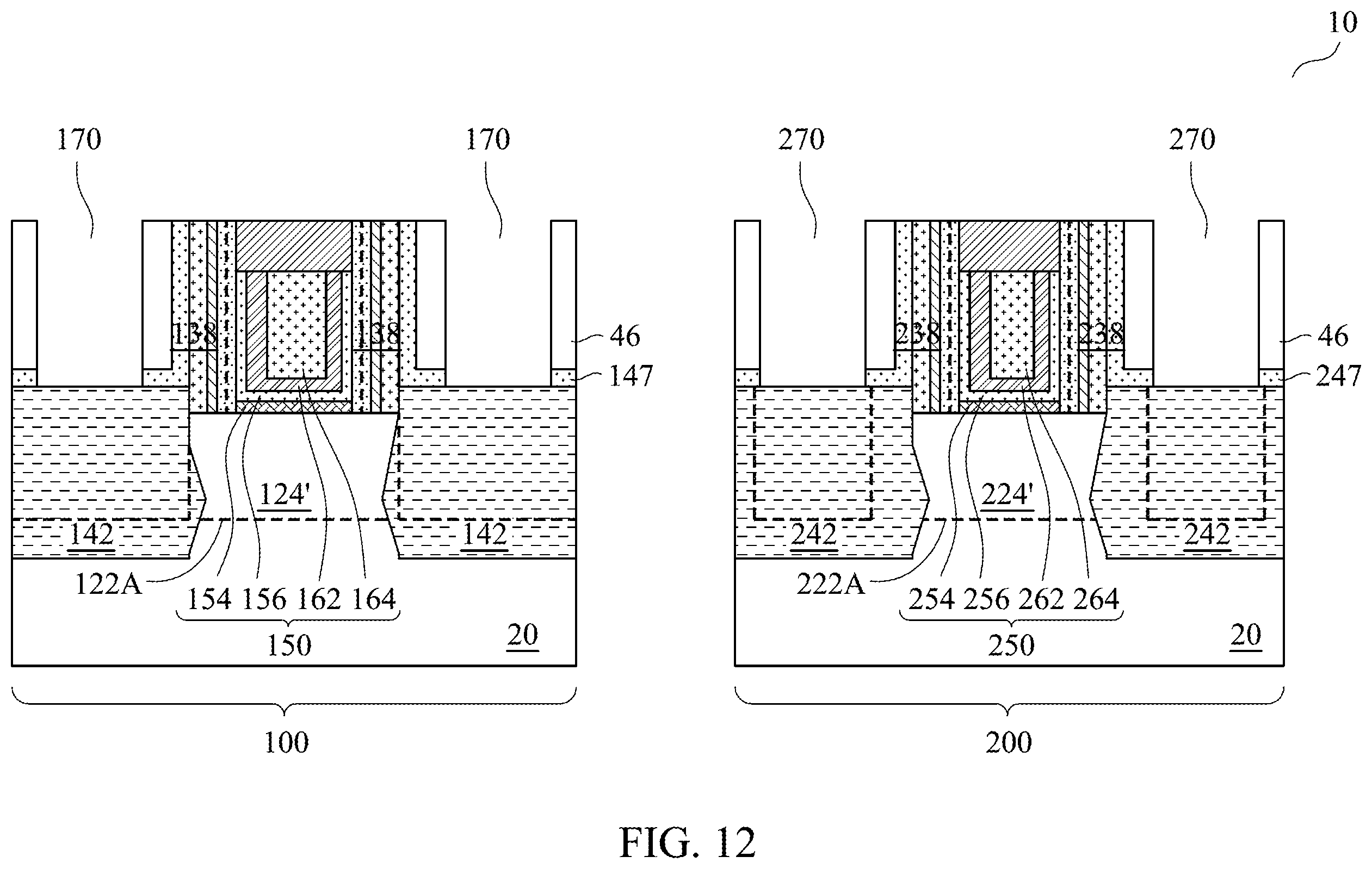 Patent US12414281 Figure 14 – Implantations for forming source/drain regions of different transistors