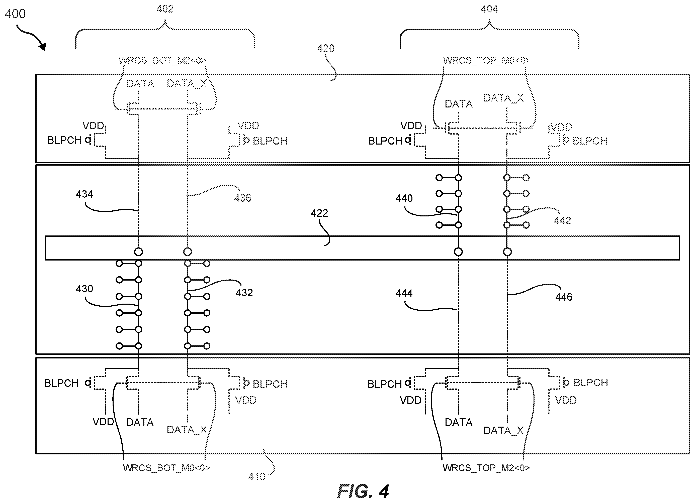 Patent US12414283 Figure 4 – Devices and systems for flying bitline with jumper cell
