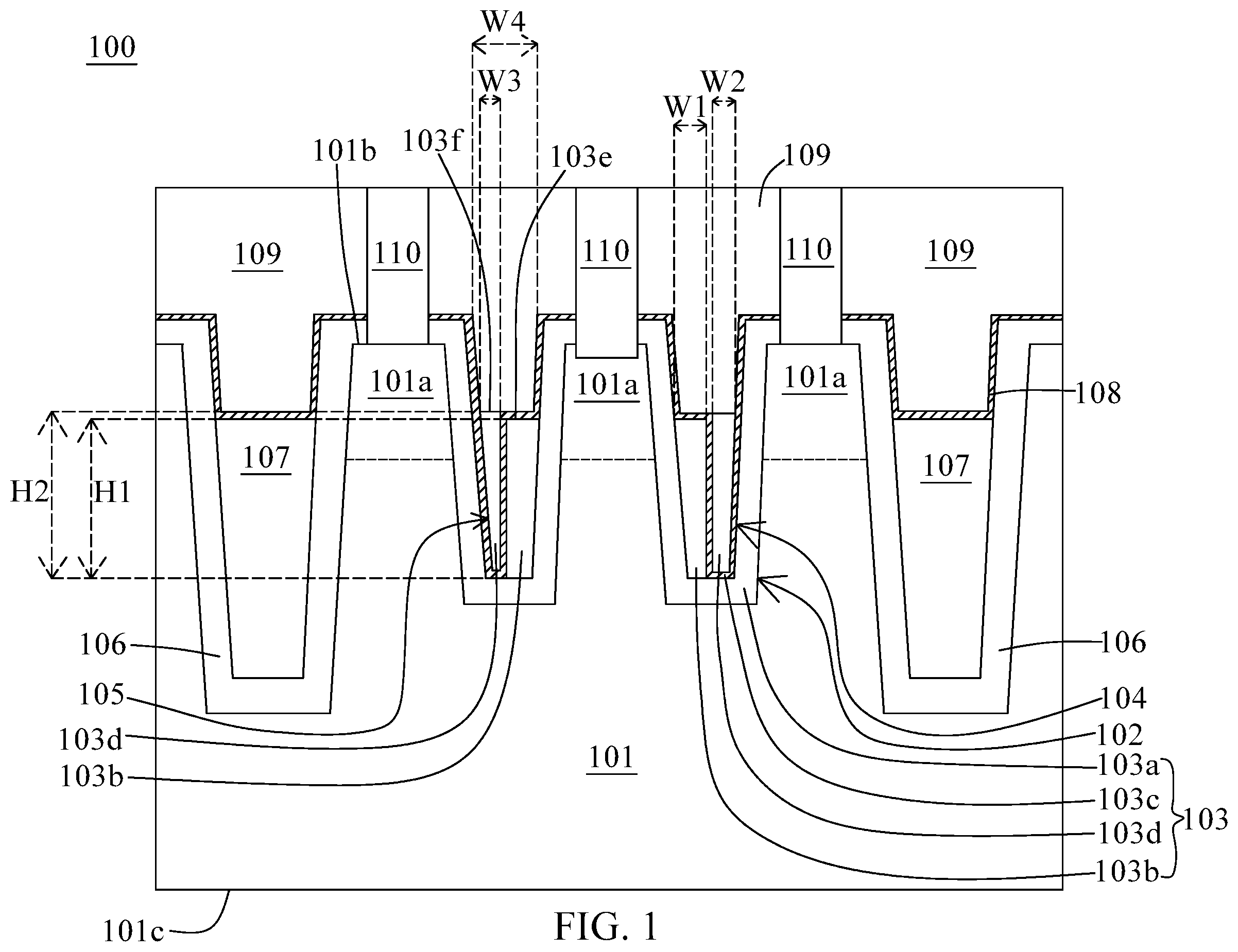 Patent US12414292 Figure 1 – Method for manufacturing memory device having word line with dual conductive materials