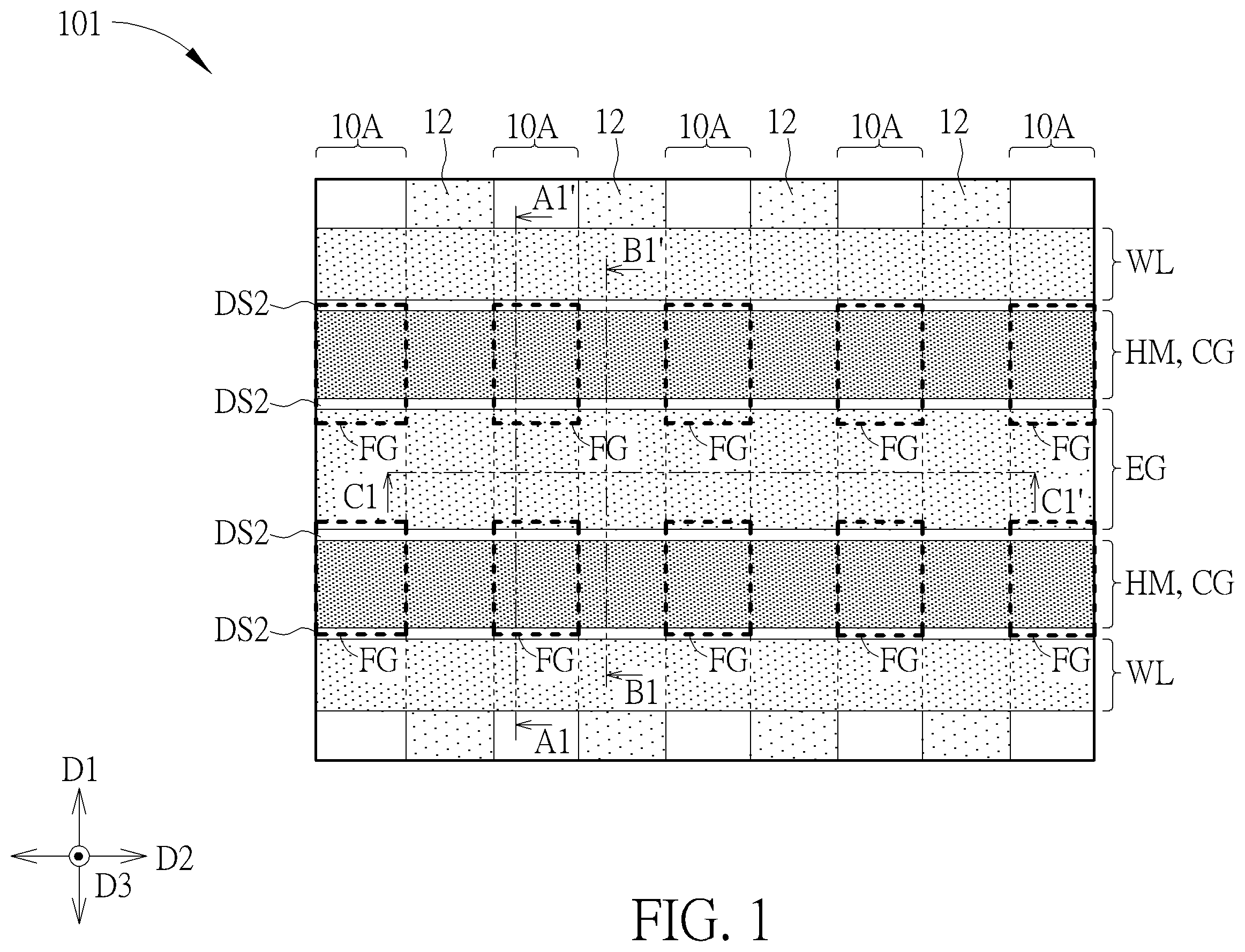 Patent US12414294 Figure 1 – Memory device