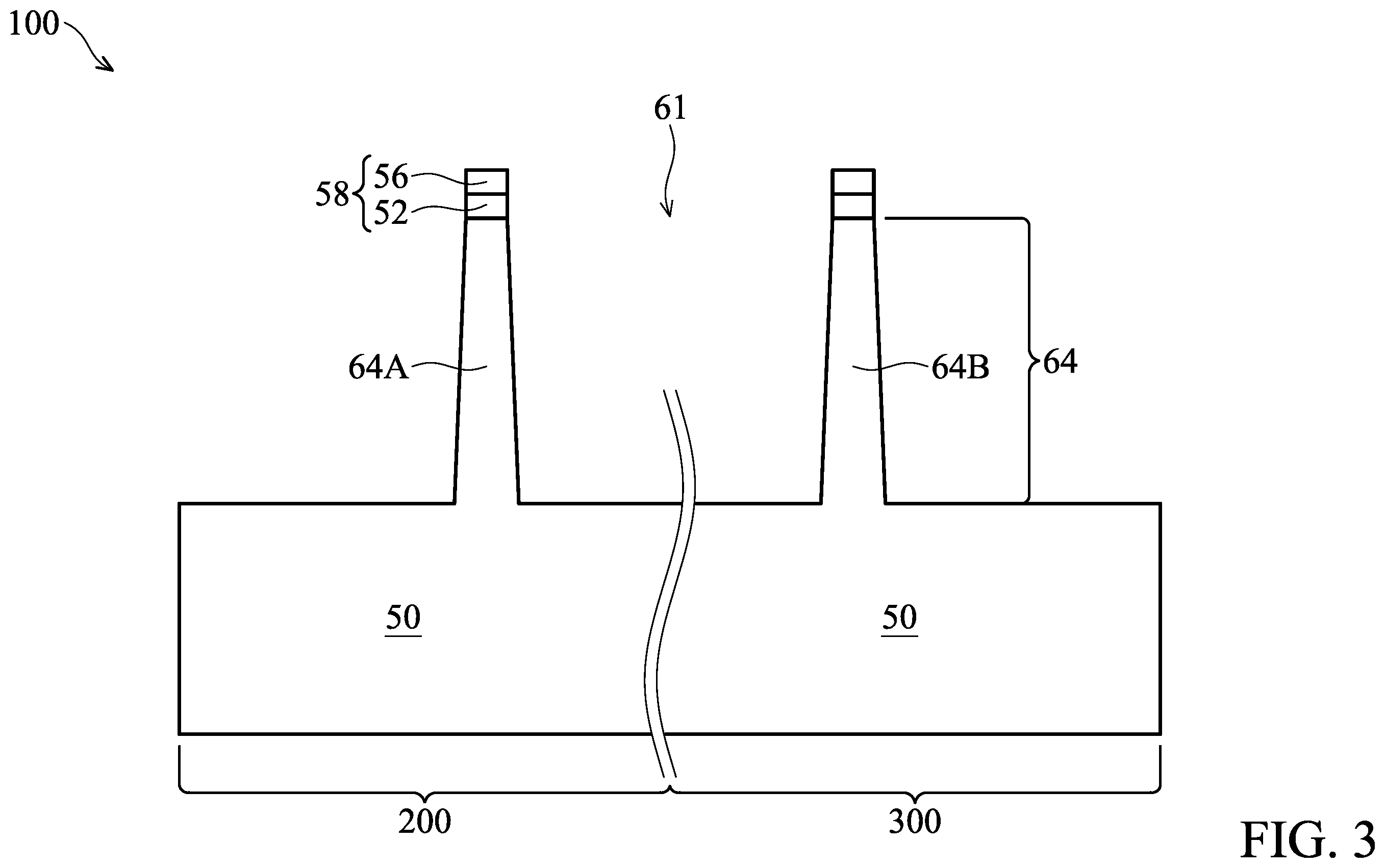 Patent US12414320 Figure 3 – Fin field-effect transistor device with composite liner for the fin