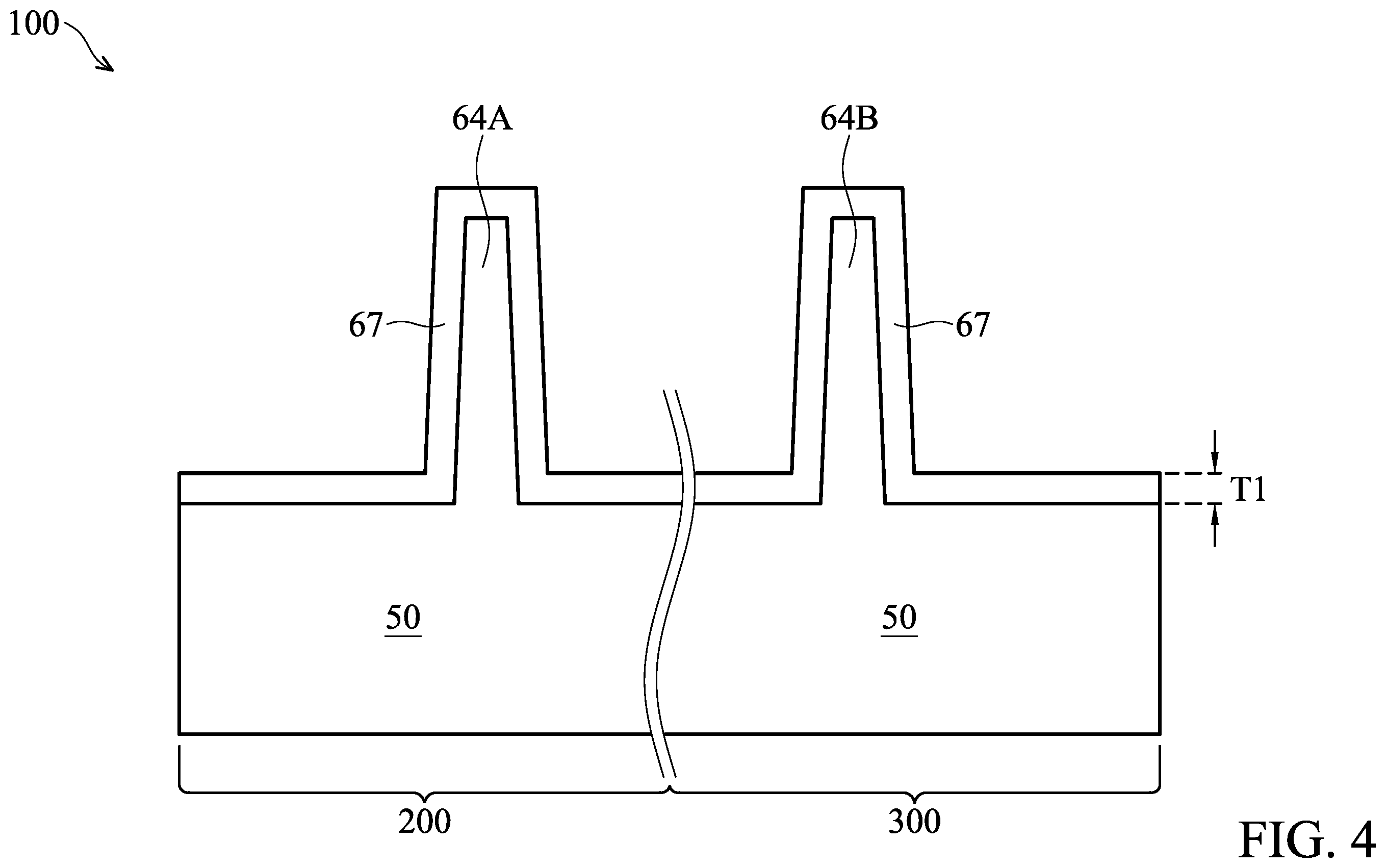 Patent US12414320 Figure 4 – Fin field-effect transistor device with composite liner for the fin