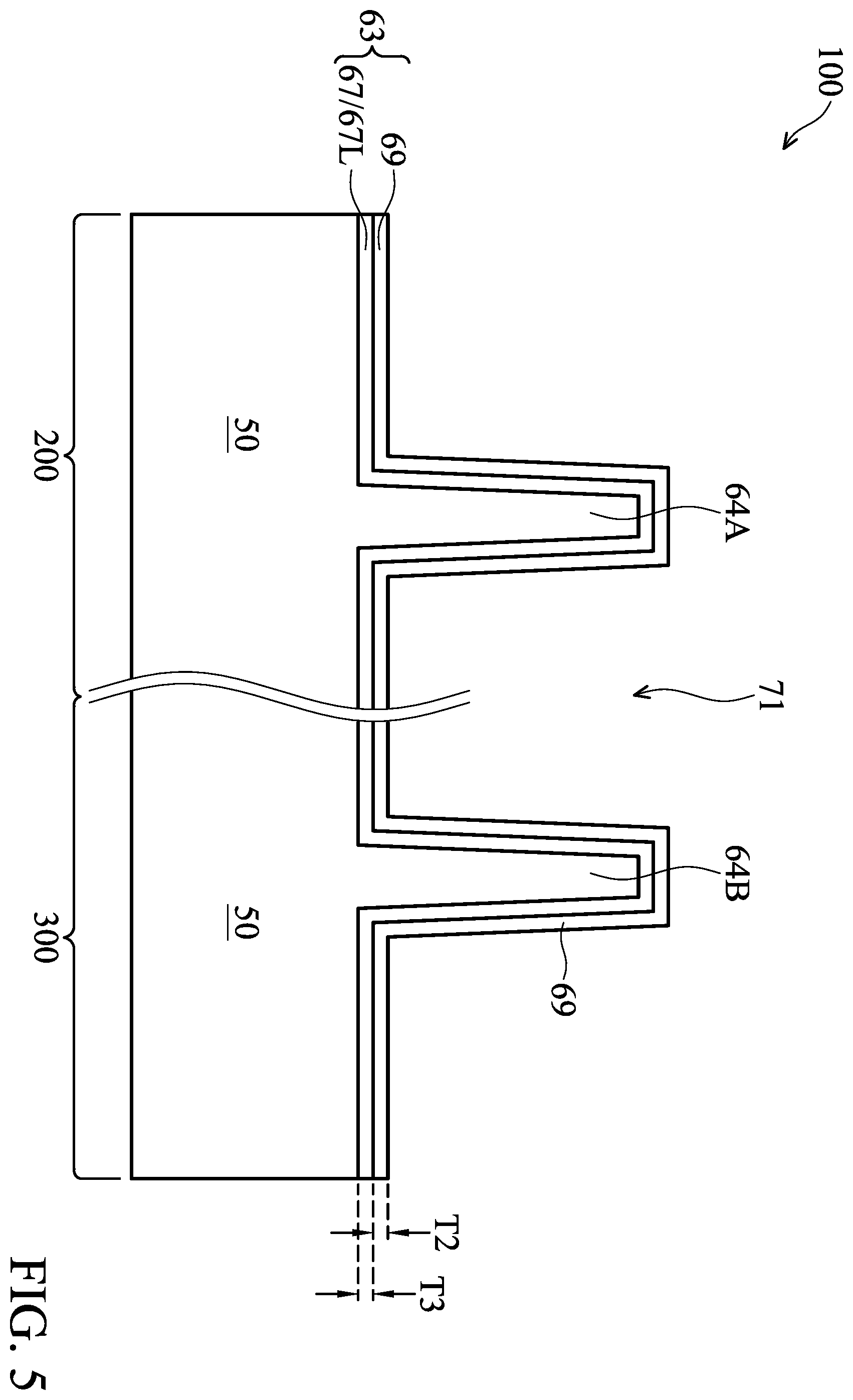Patent US12414320 Figure 5 – Fin field-effect transistor device with composite liner for the fin