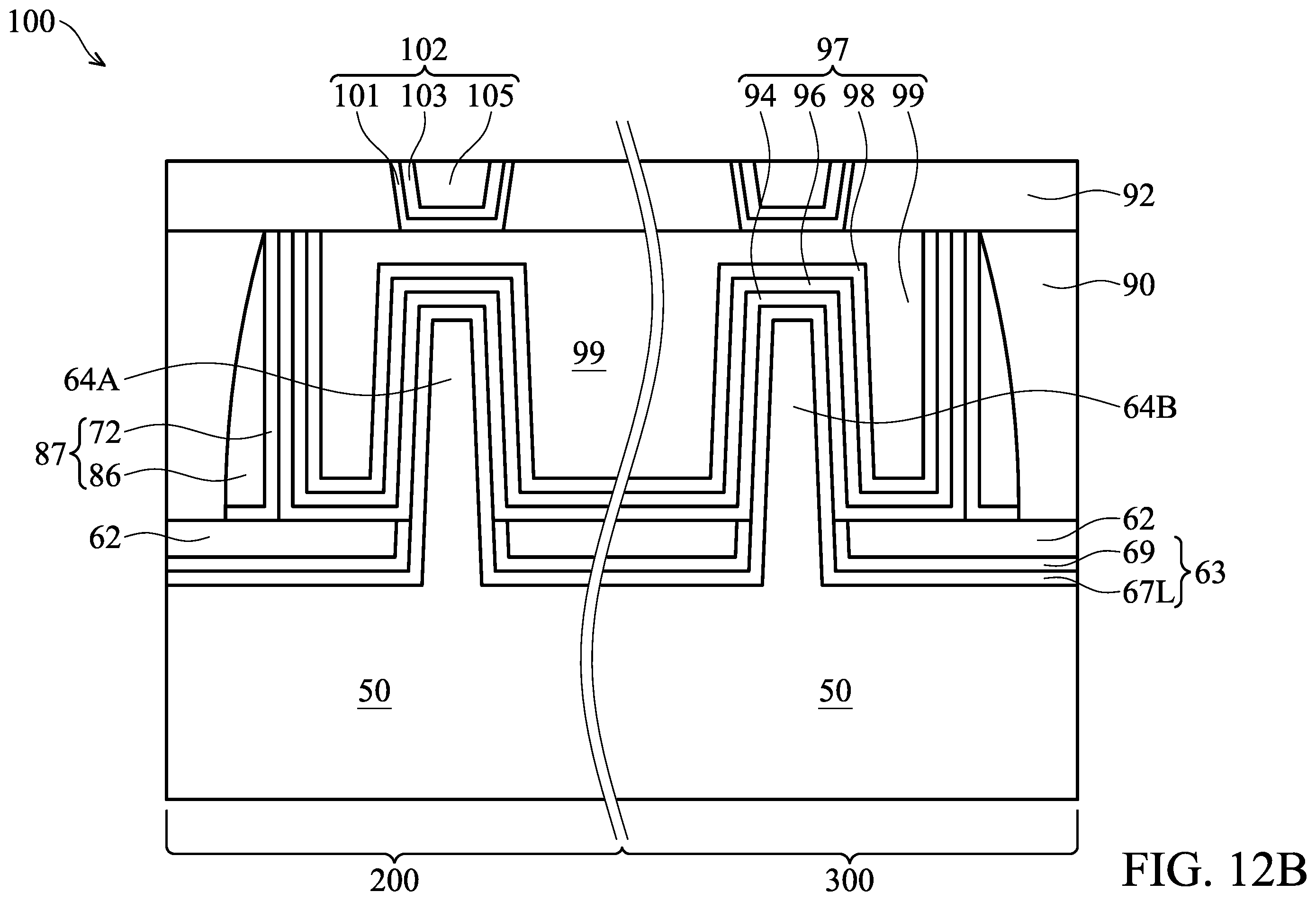 Patent US12414320 Figure 13 – Fin field-effect transistor device with composite liner for the fin