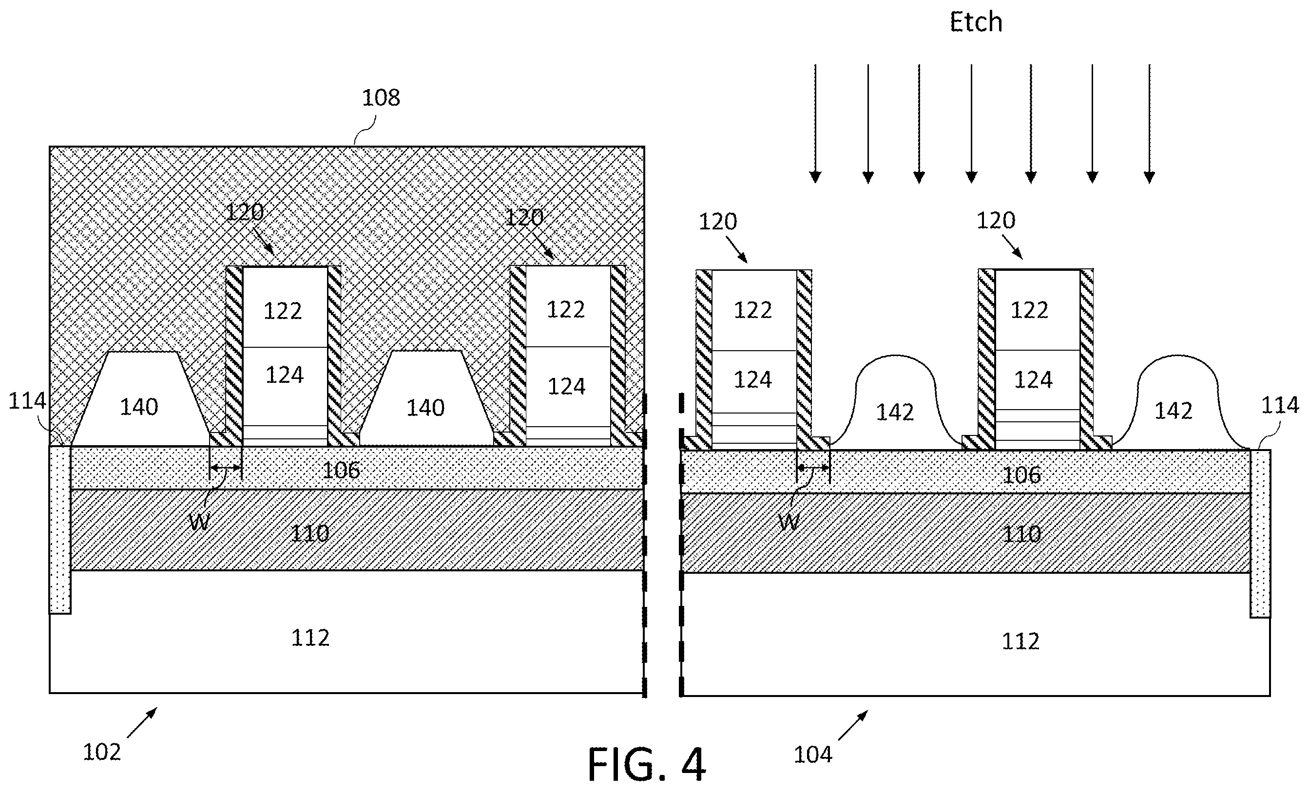 Patent US12414343 Figure 4 – Semiconductor device with different sized epitaxial structures