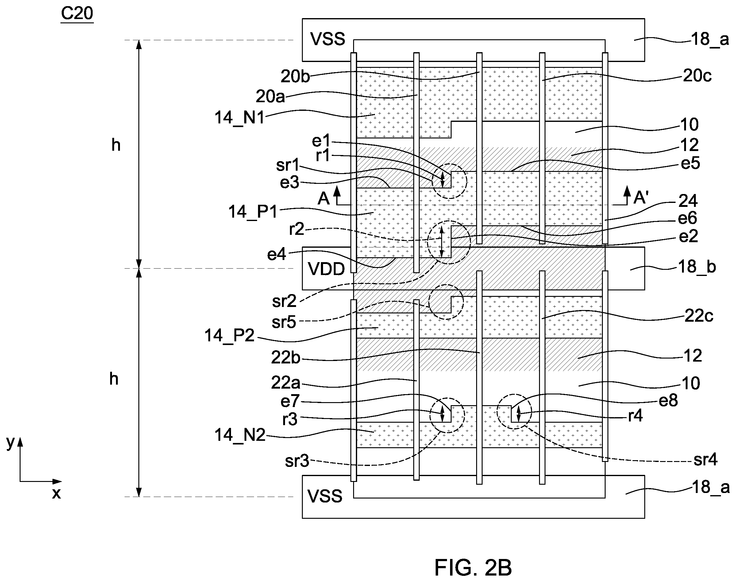 Patent US12414344 Figure 4 – Semiconductor device having active regions of different dimensions and method of manufacturing the same