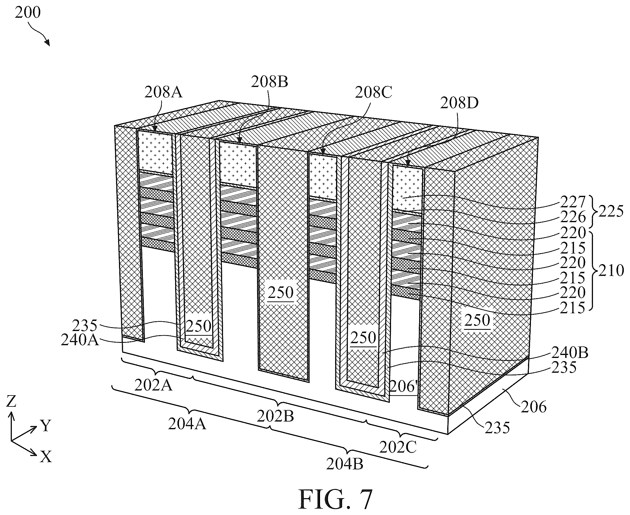 Patent US12414357 Figure 7 – Self-aligned metal gate for multigate device