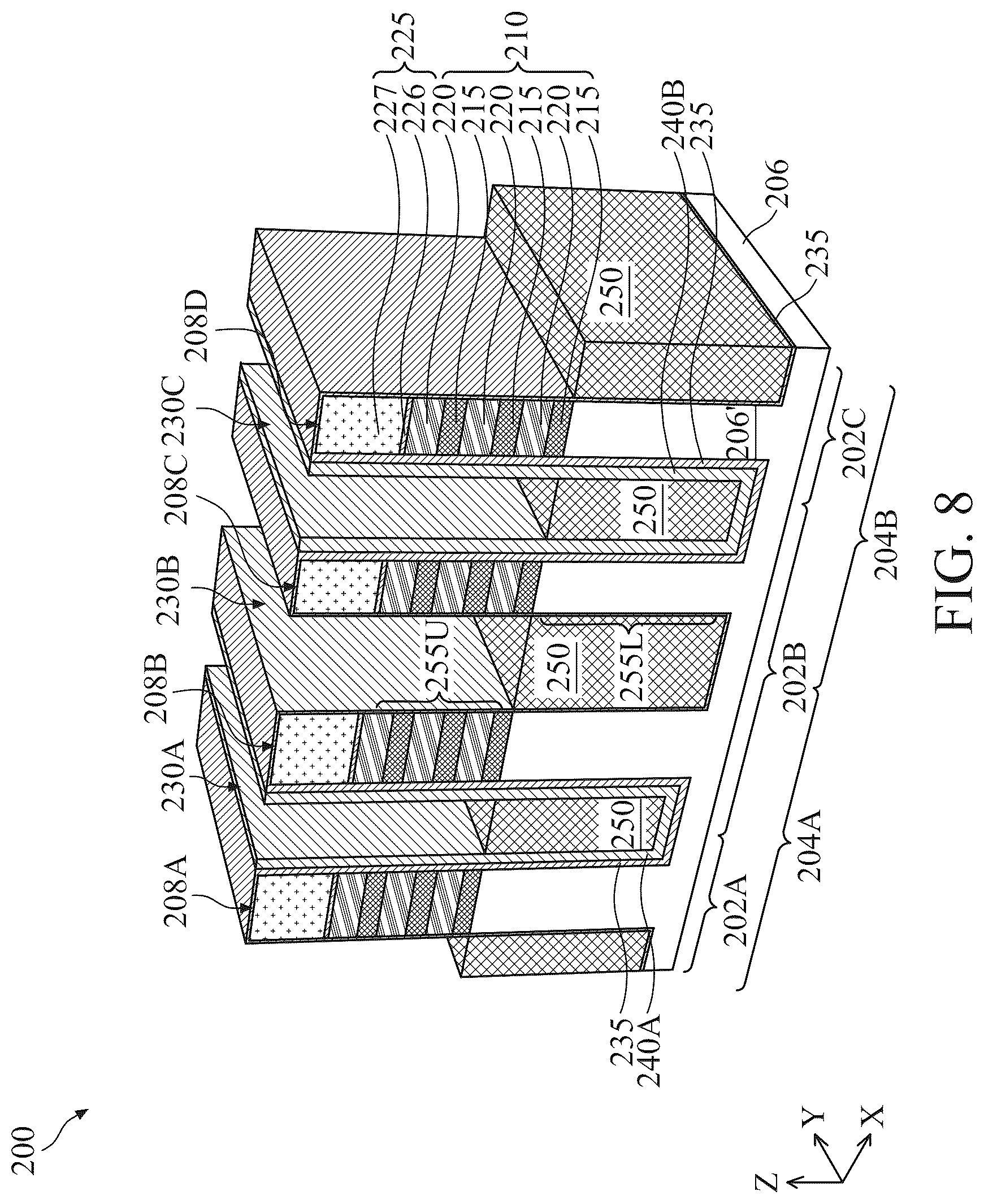 Patent US12414357 Figure 8 – Self-aligned metal gate for multigate device
