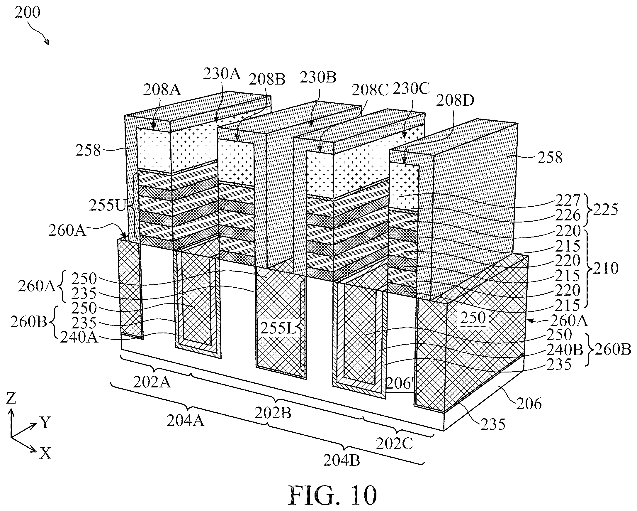 Patent US12414357 Figure 10 – Self-aligned metal gate for multigate device