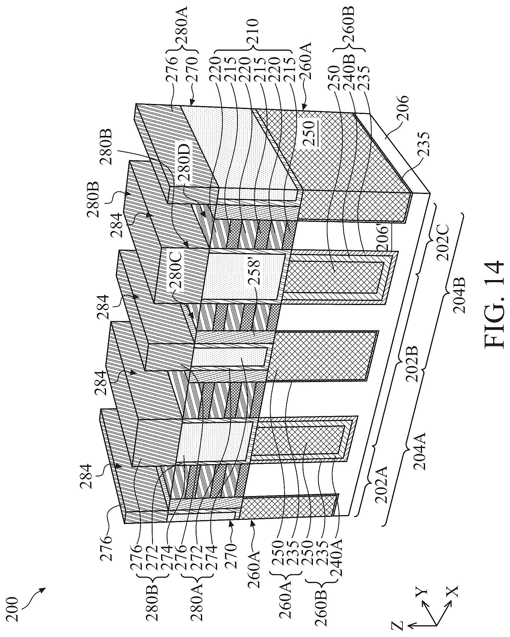 Patent US12414357 Figure 14 – Self-aligned metal gate for multigate device