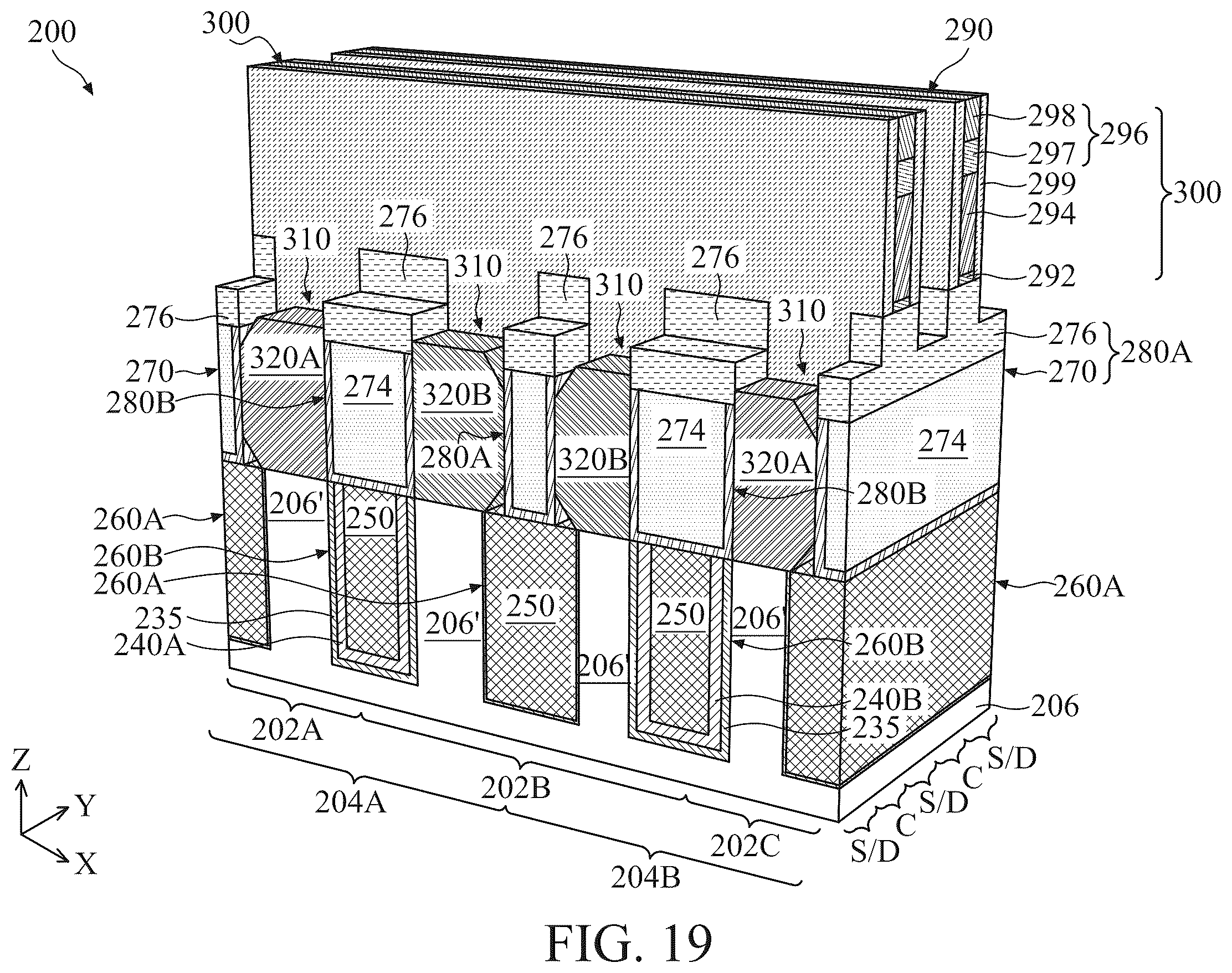 Patent US12414357 Figure 19 – Self-aligned metal gate for multigate device