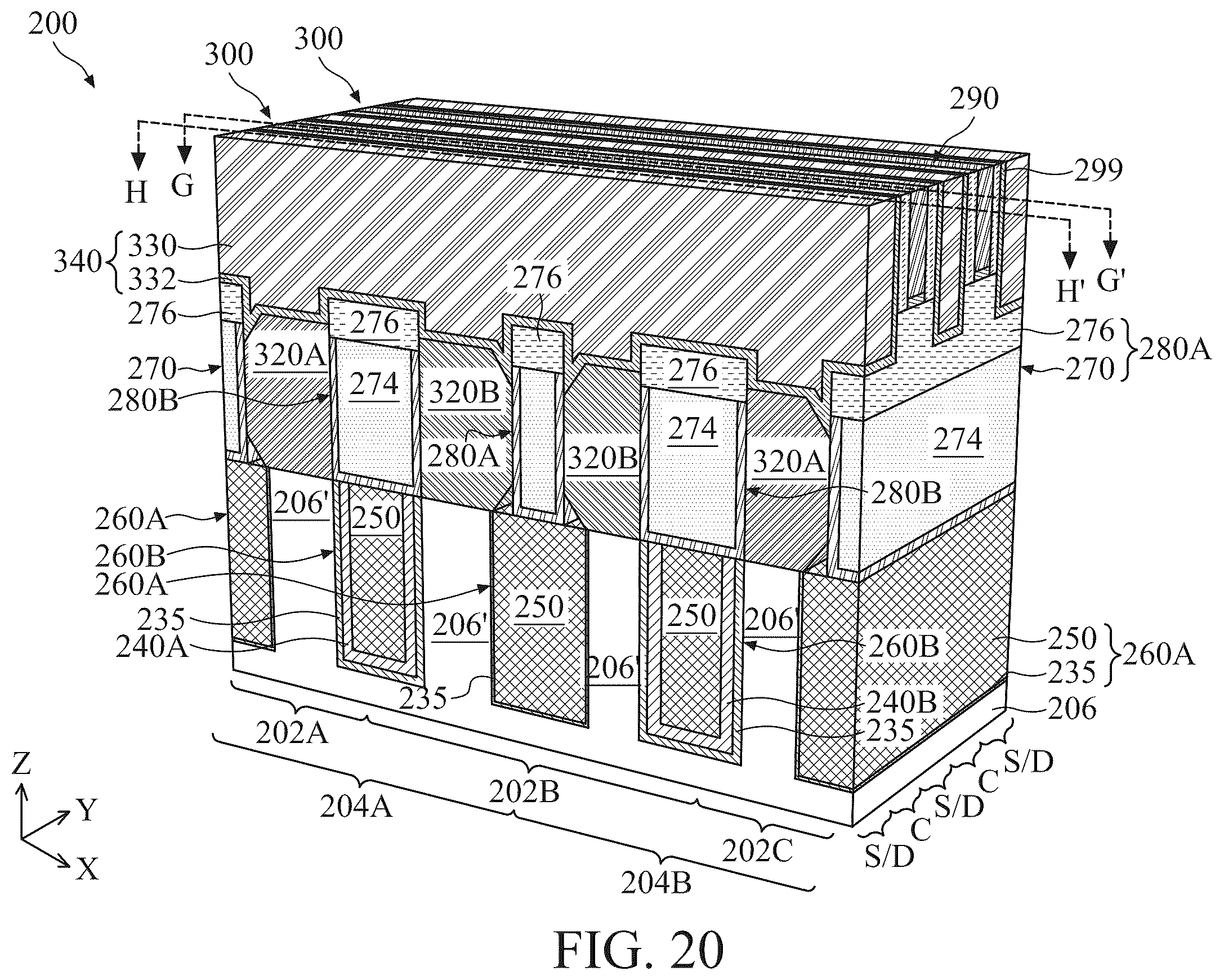 Patent US12414357 Figure 20 – Self-aligned metal gate for multigate device