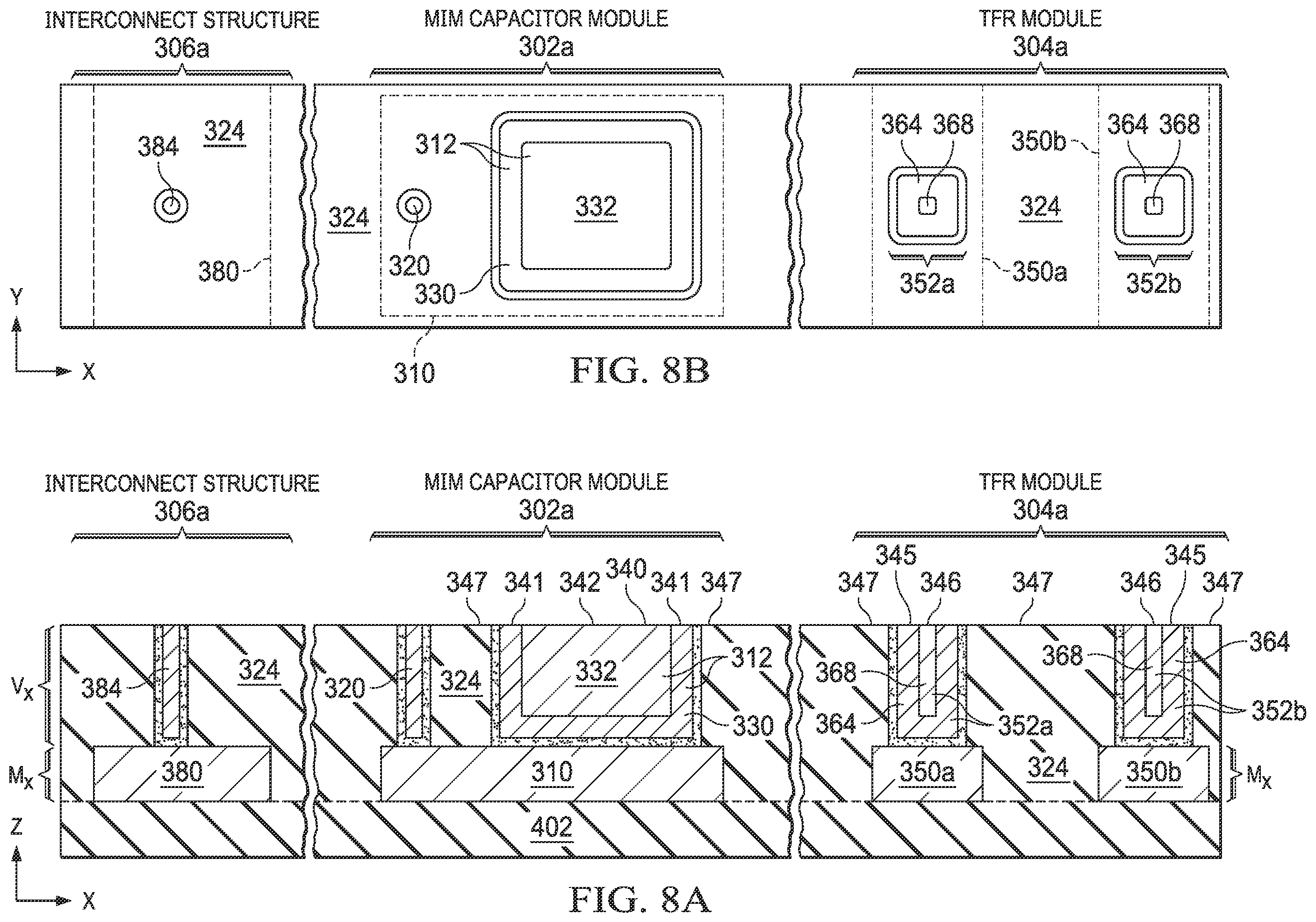 Patent US12414359 Figure 10 – Integrated circuit structure including a metal-insulator-metal (MIM) capacitor module and a thin-film resistor (TFR) module