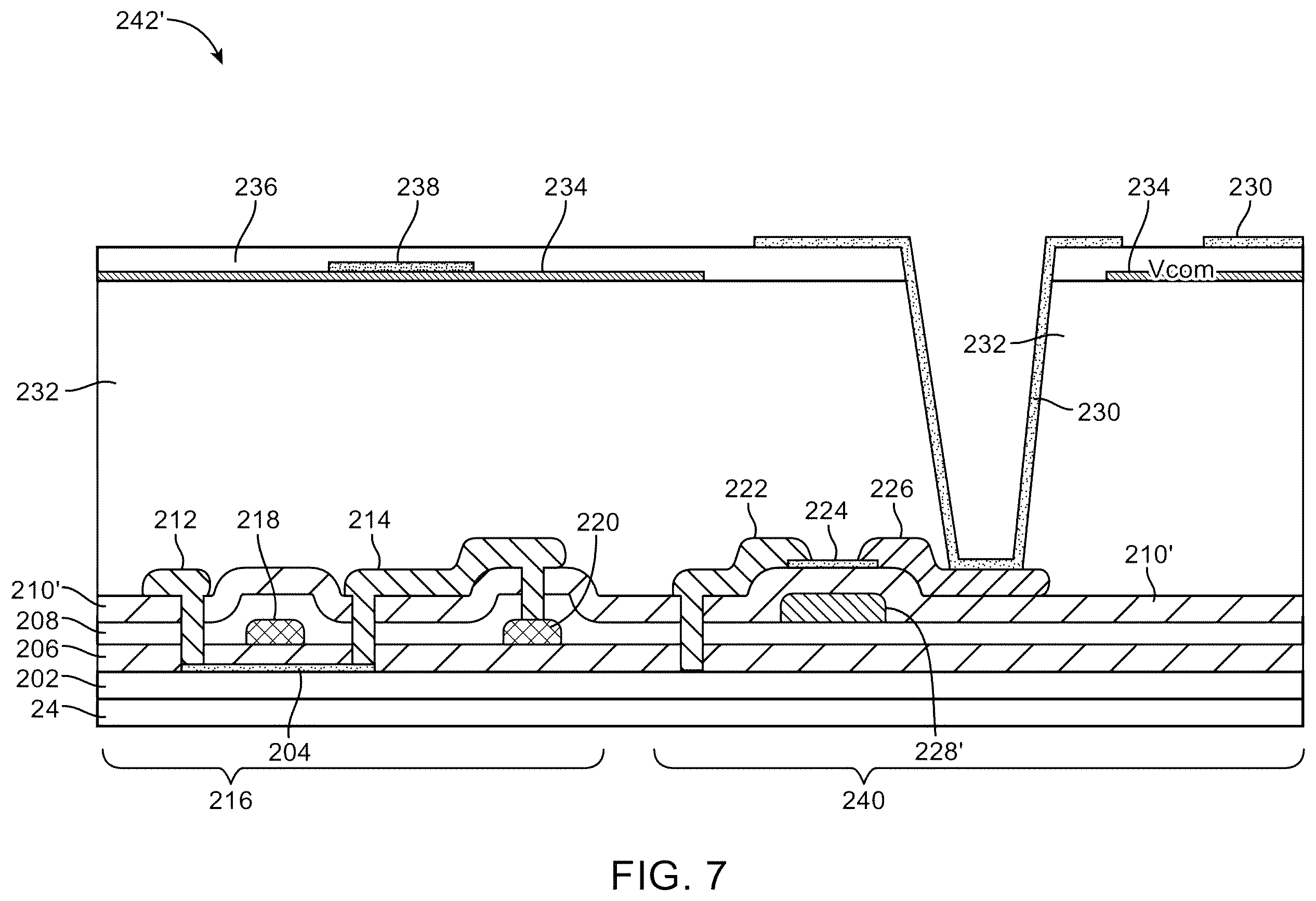 Patent US12414378 Figure 7 – Displays with silicon and semiconducting oxide thin-film transistors