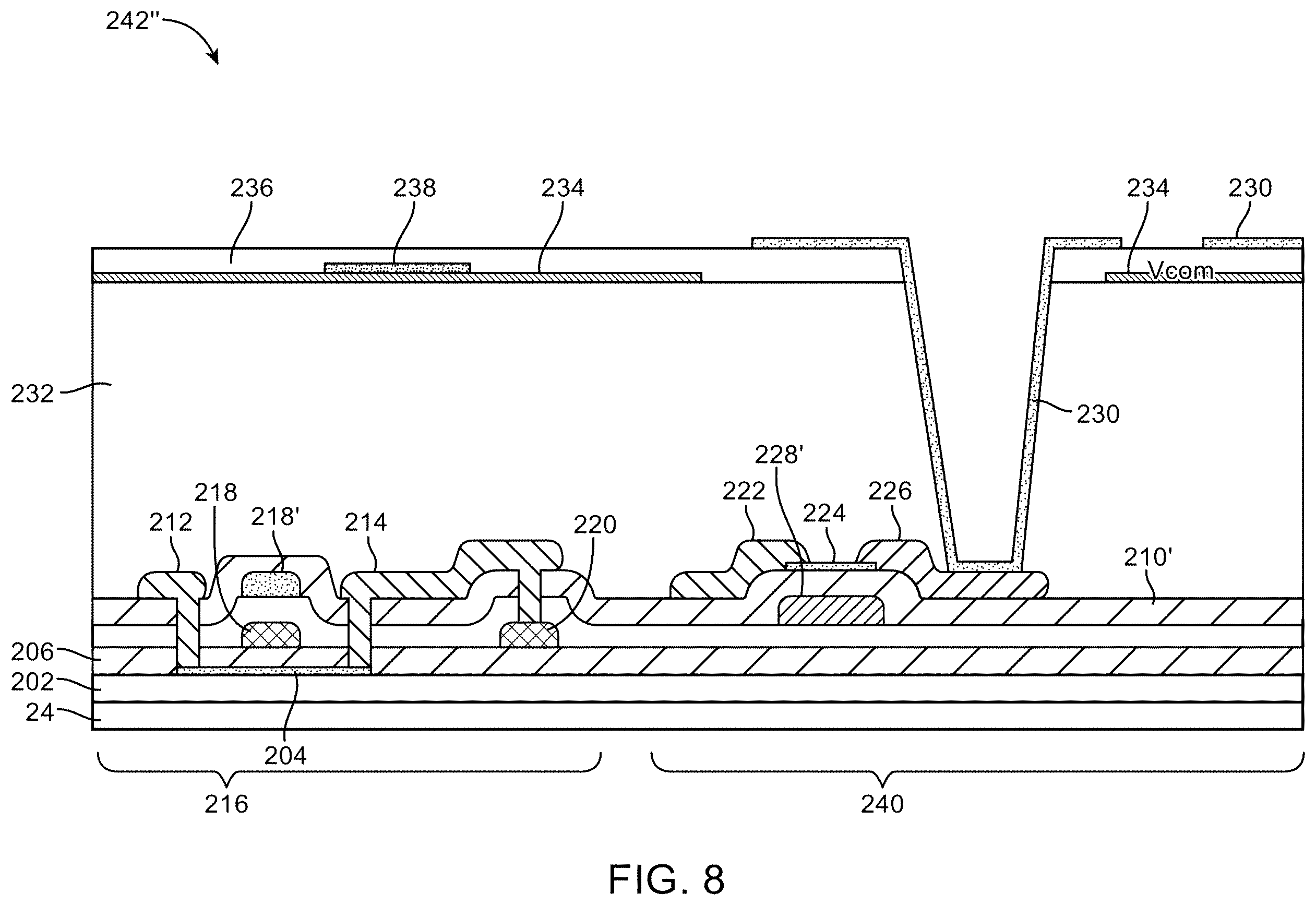 Patent US12414378 Figure 8 – Displays with silicon and semiconducting oxide thin-film transistors