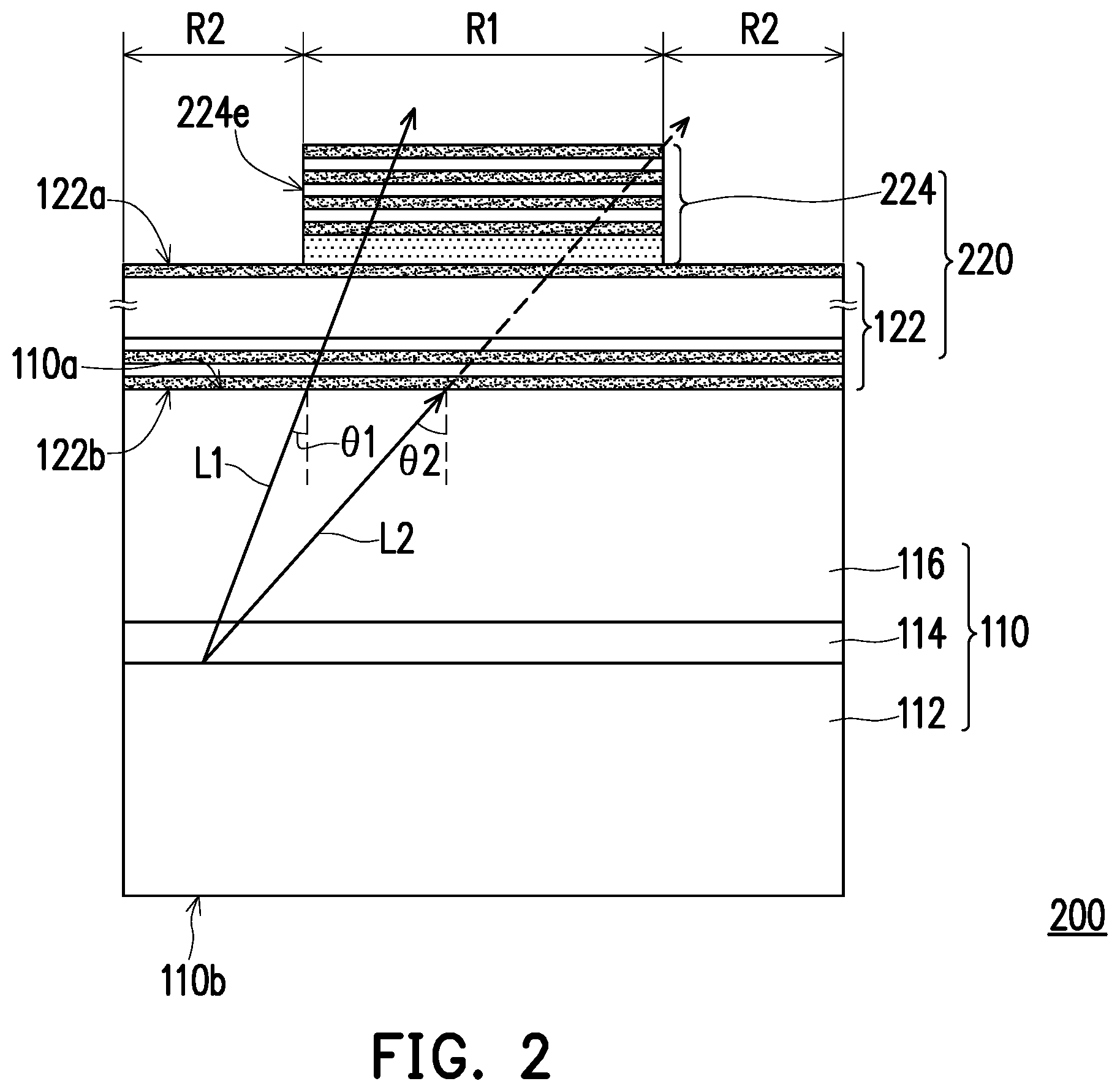 Patent US12414407 Figure 2 – Light-emitting element and display panel including a light guide structure to improve optical quality