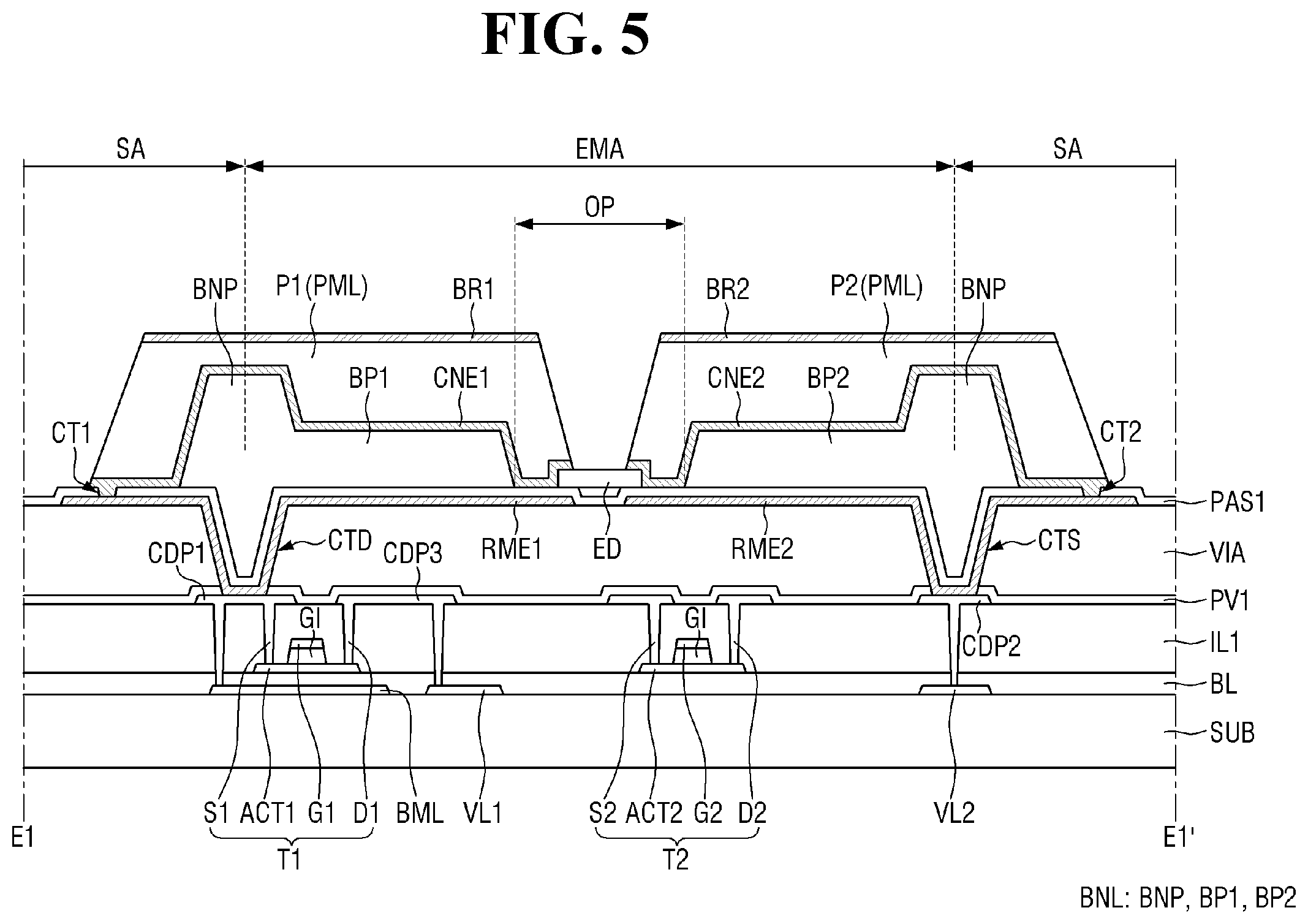 Patent US12414409 Figure 5 – Display device and method for fabricating the same