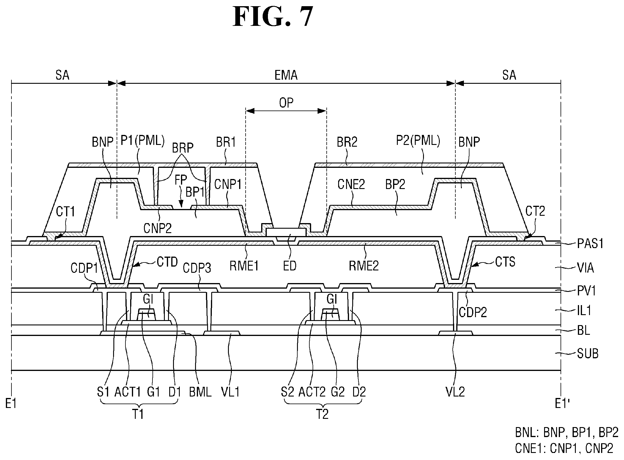 Patent US12414409 Figure 7 – Display device and method for fabricating the same