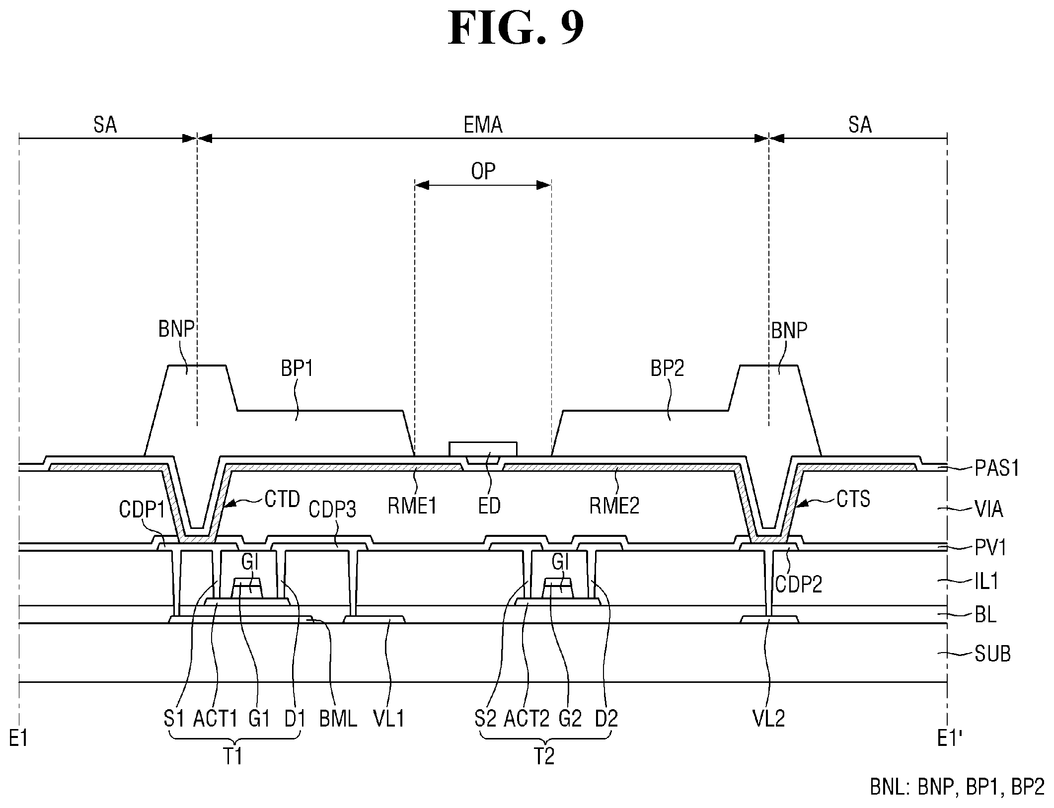 Patent US12414409 Figure 9 – Display device and method for fabricating the same