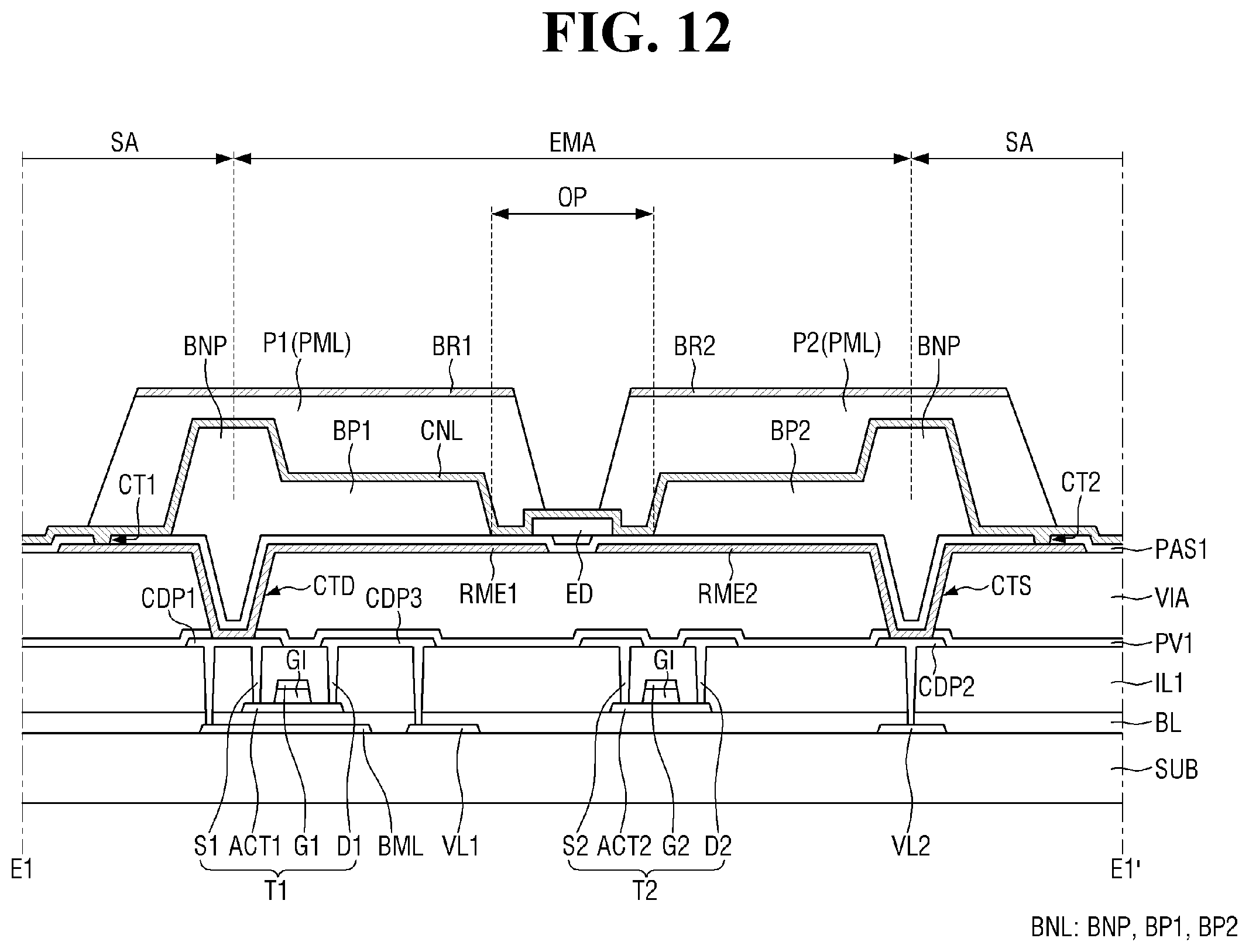 Patent US12414409 Figure 12 – Display device and method for fabricating the same