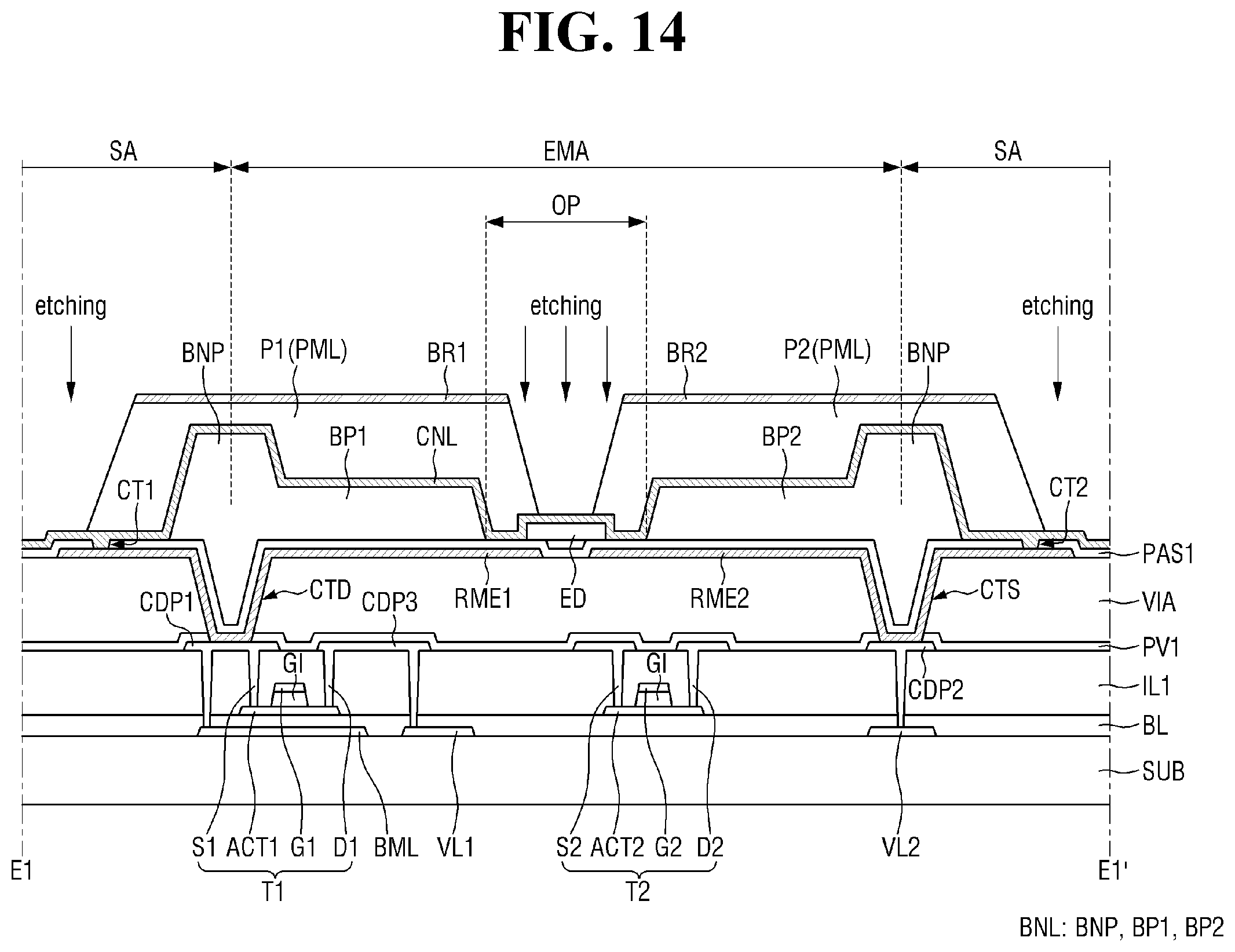Patent US12414409 Figure 14 – Display device and method for fabricating the same