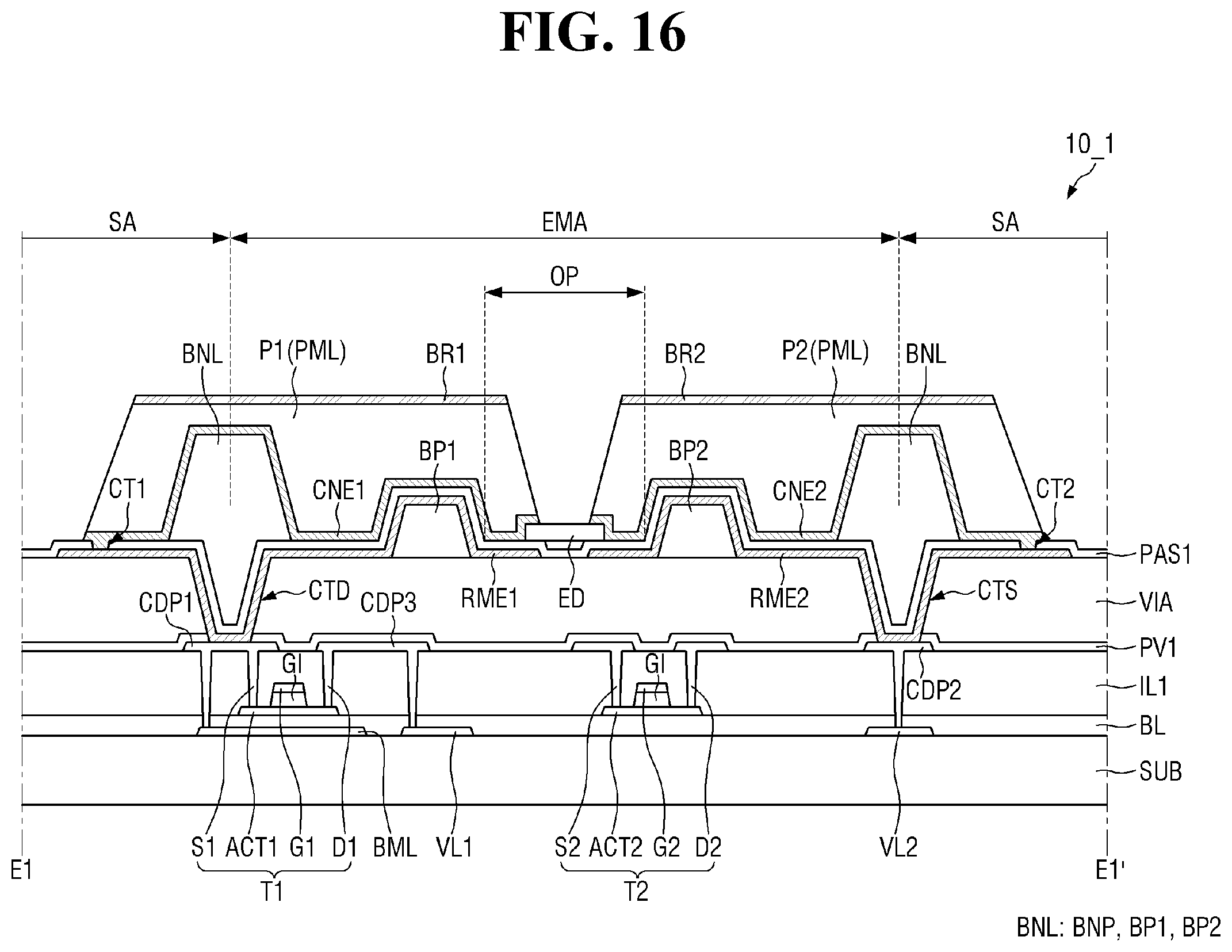 Patent US12414409 Figure 16 – Display device and method for fabricating the same