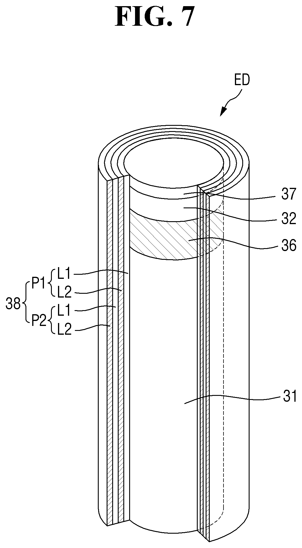 Patent US12414411 Figure 7 – Light emitting element with an insulating film comprising multiple pair layers