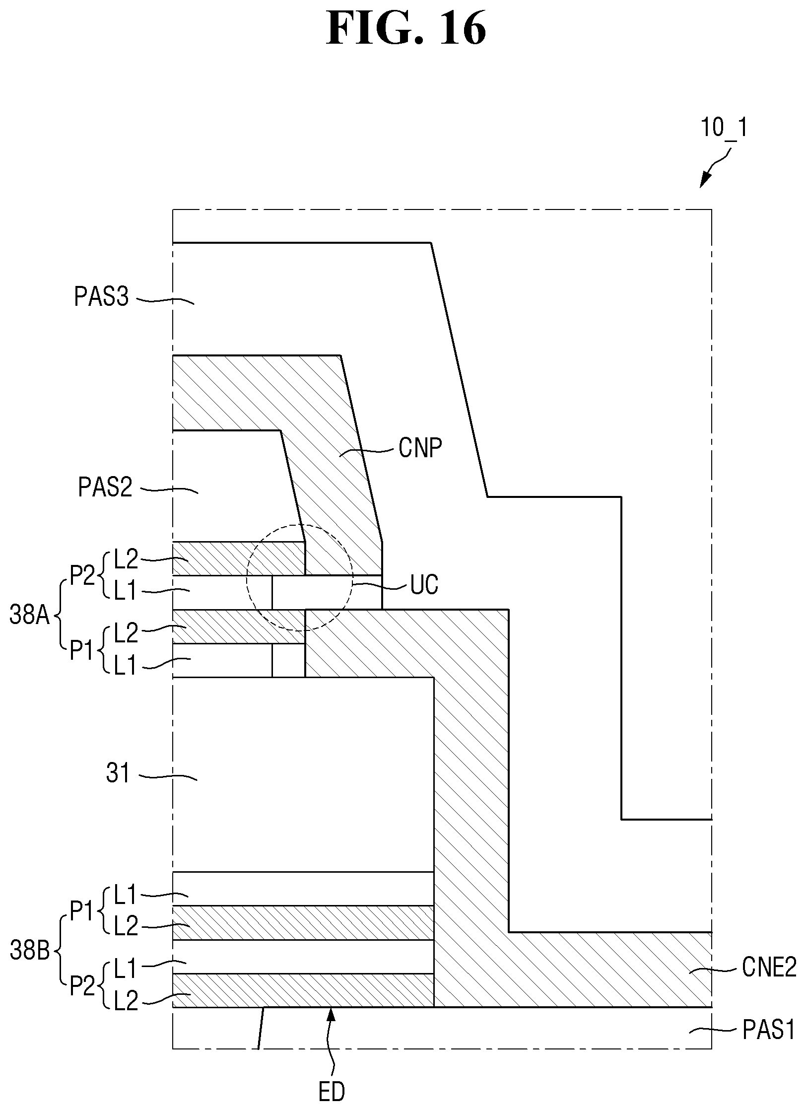 Patent US12414411 Figure 16 – Light emitting element with an insulating film comprising multiple pair layers
