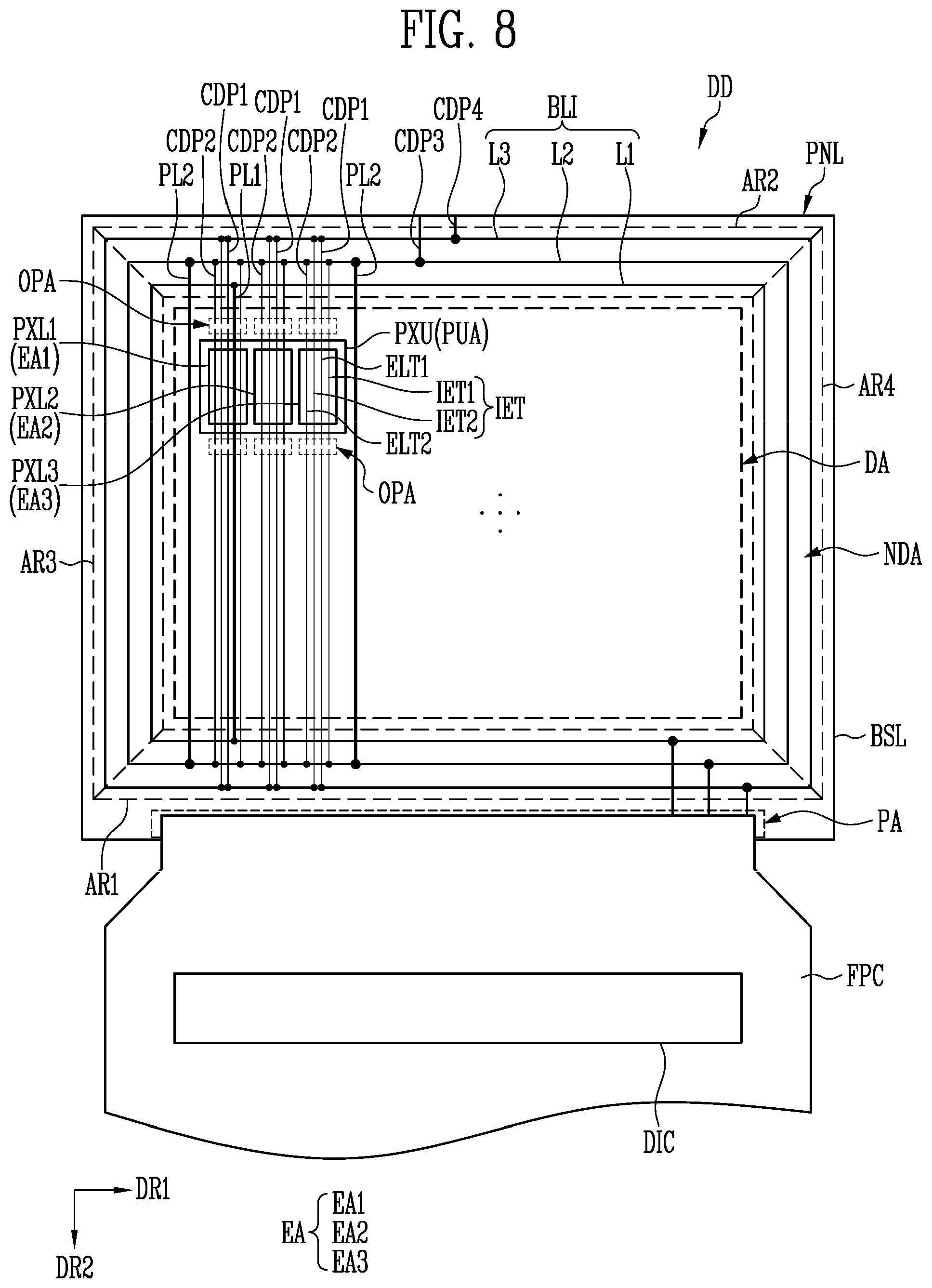 Patent US12414447 Figure 8 – Display device