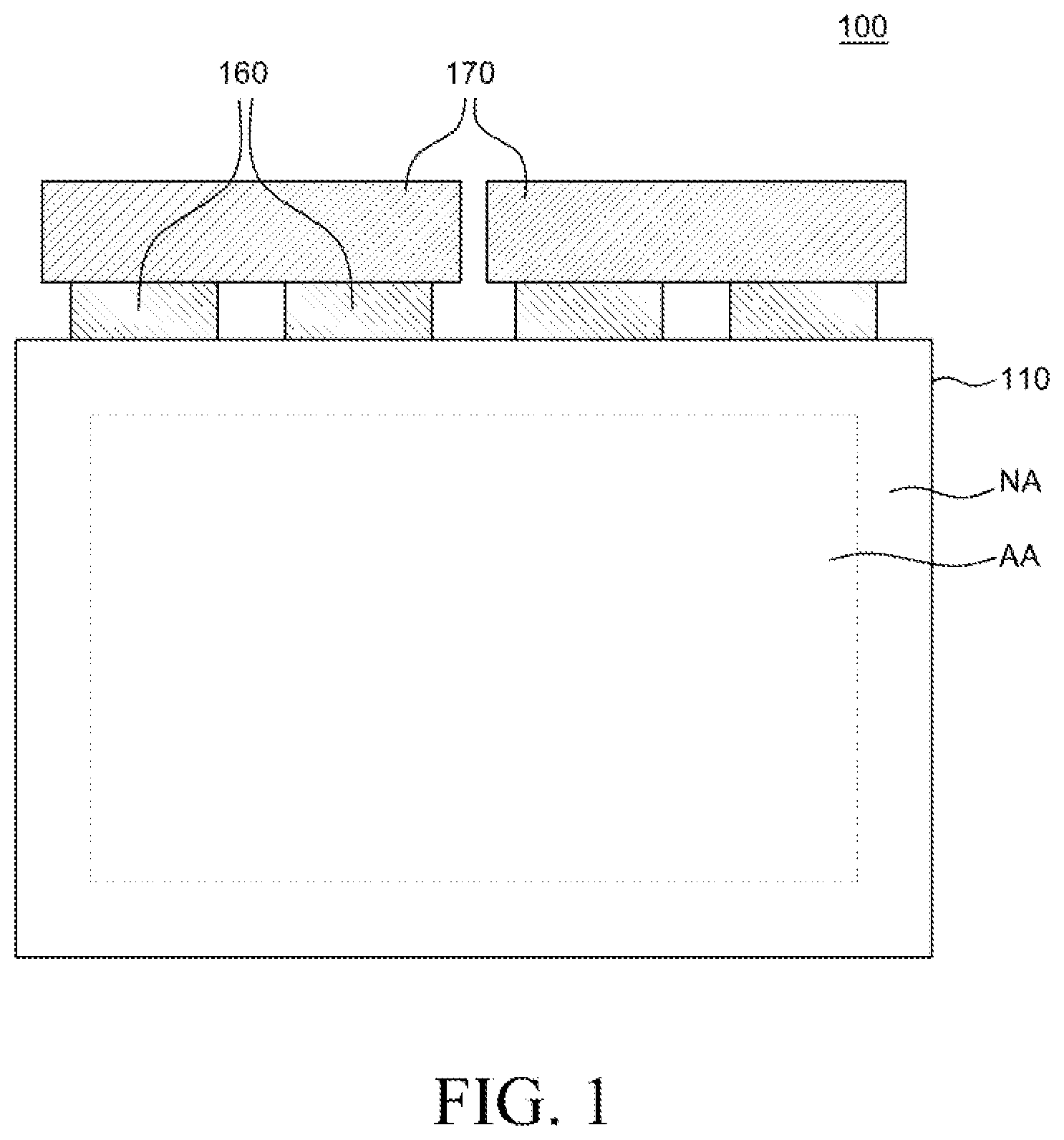 Patent US12414449 Figure 1 – Display device comprising a contact hole that contacts multiple layers