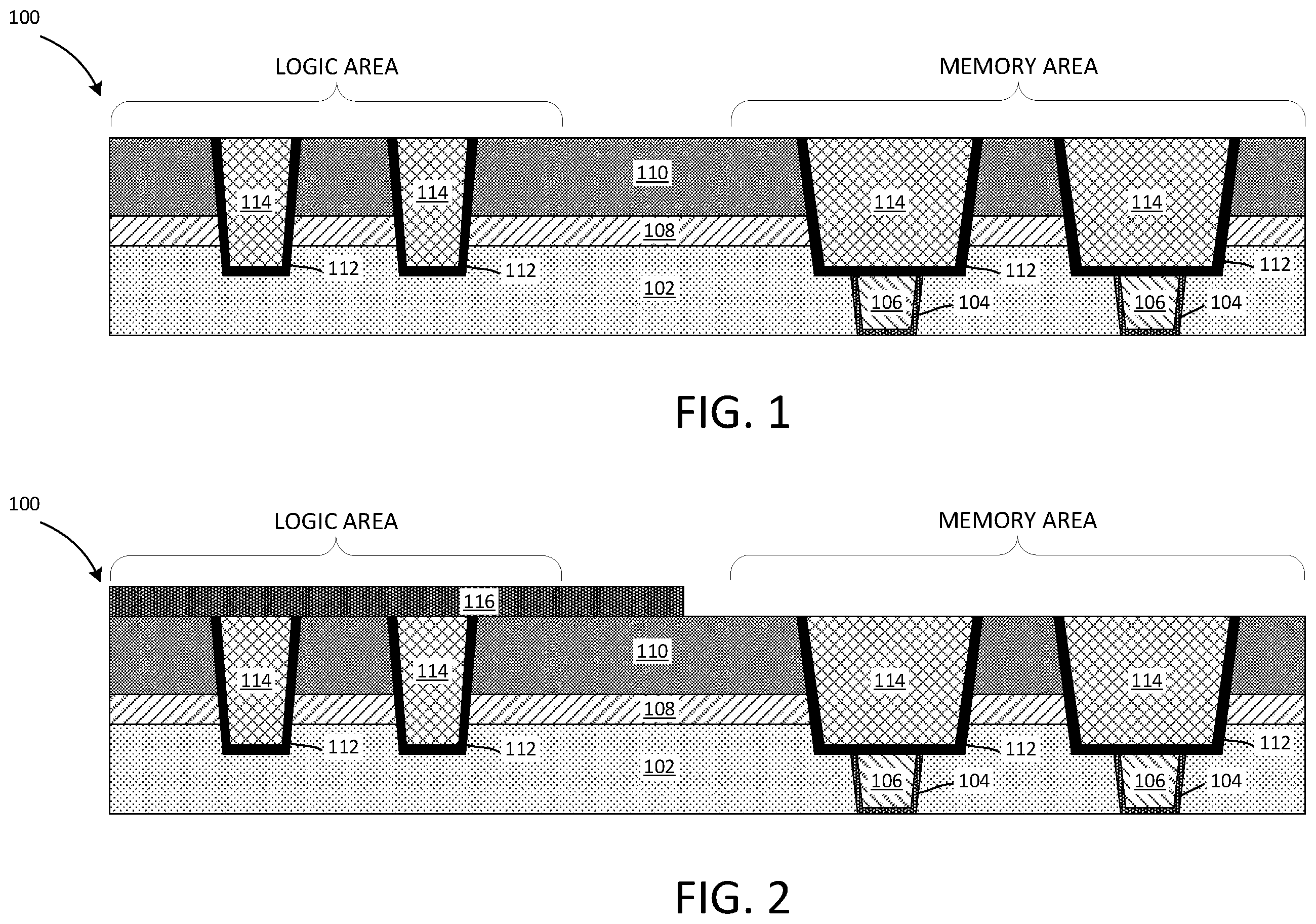 Patent US12414480 Figure 1 – MRAM bottom electrode contact with taper profile