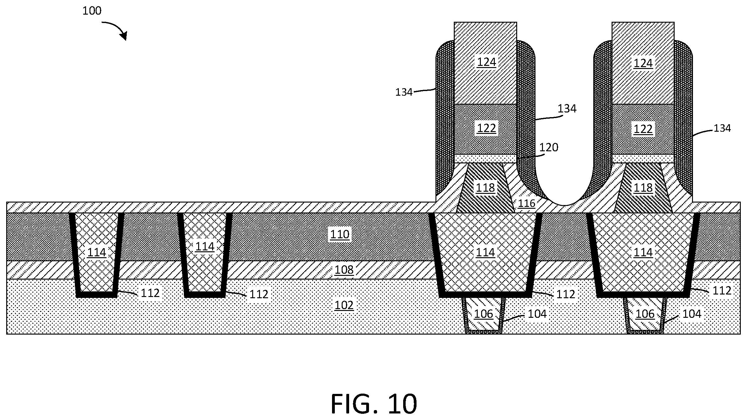 Patent US12414480 Figure 8 – MRAM bottom electrode contact with taper profile