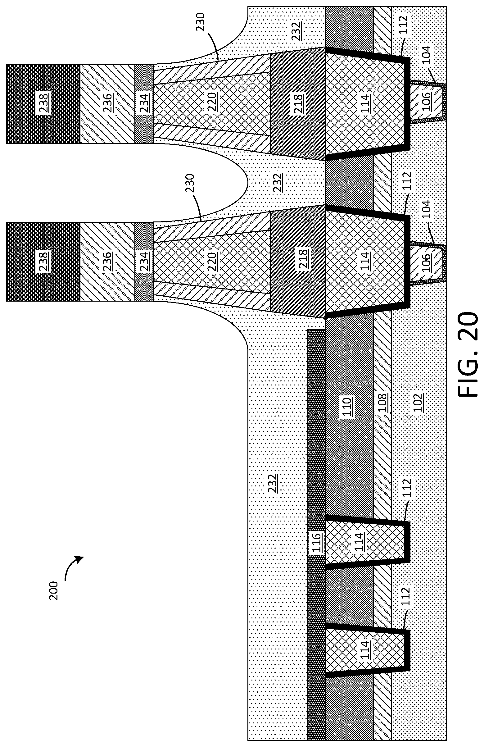Patent US12414480 Figure 18 – MRAM bottom electrode contact with taper profile