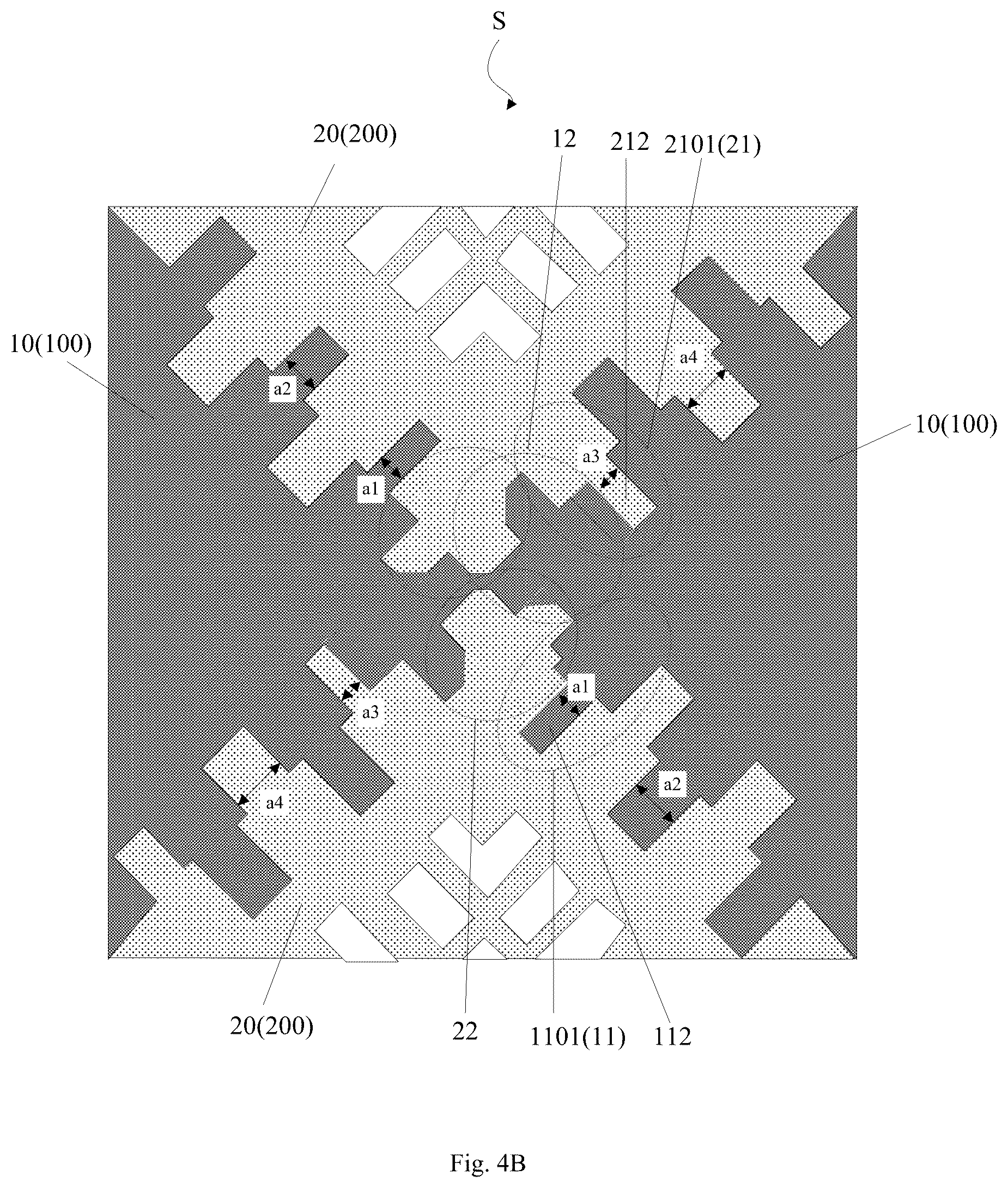 Patent US12417004 Figure 6 – Touch panel with connection channel of adjacent touch electrode blocks and display device