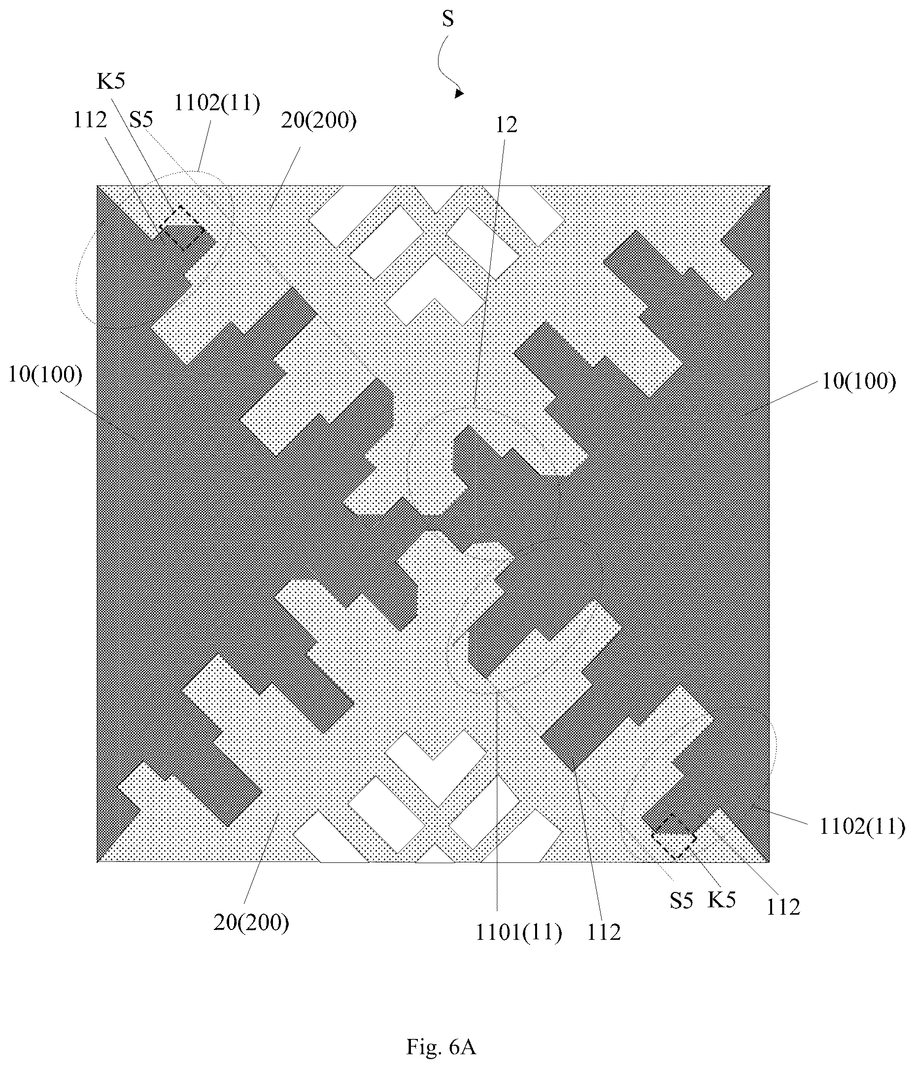 Patent US12417004 Figure 9 – Touch panel with connection channel of adjacent touch electrode blocks and display device