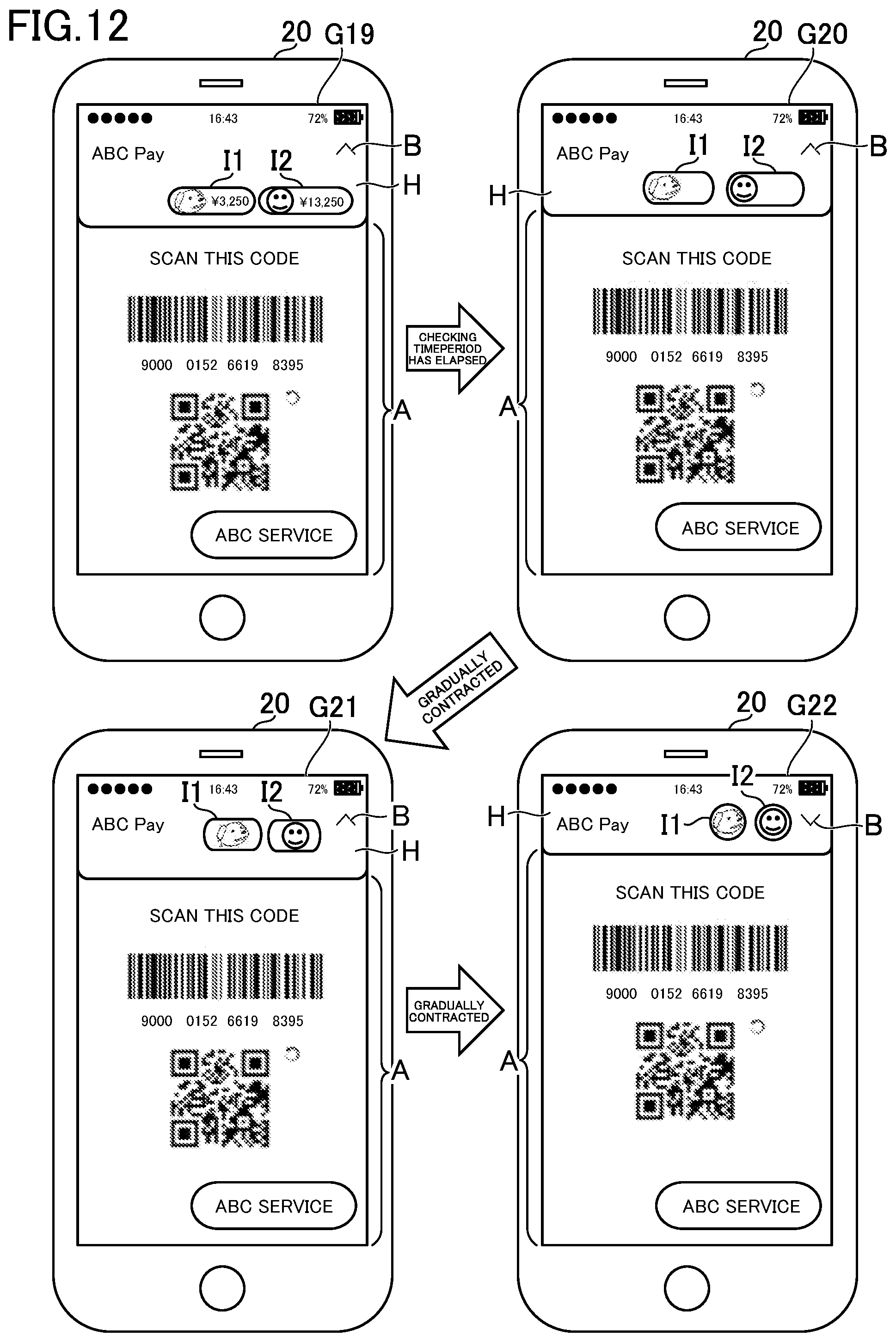 Patent US12417009 Figure 12 – Display control device for managing display of objects on a screen, display control method and program