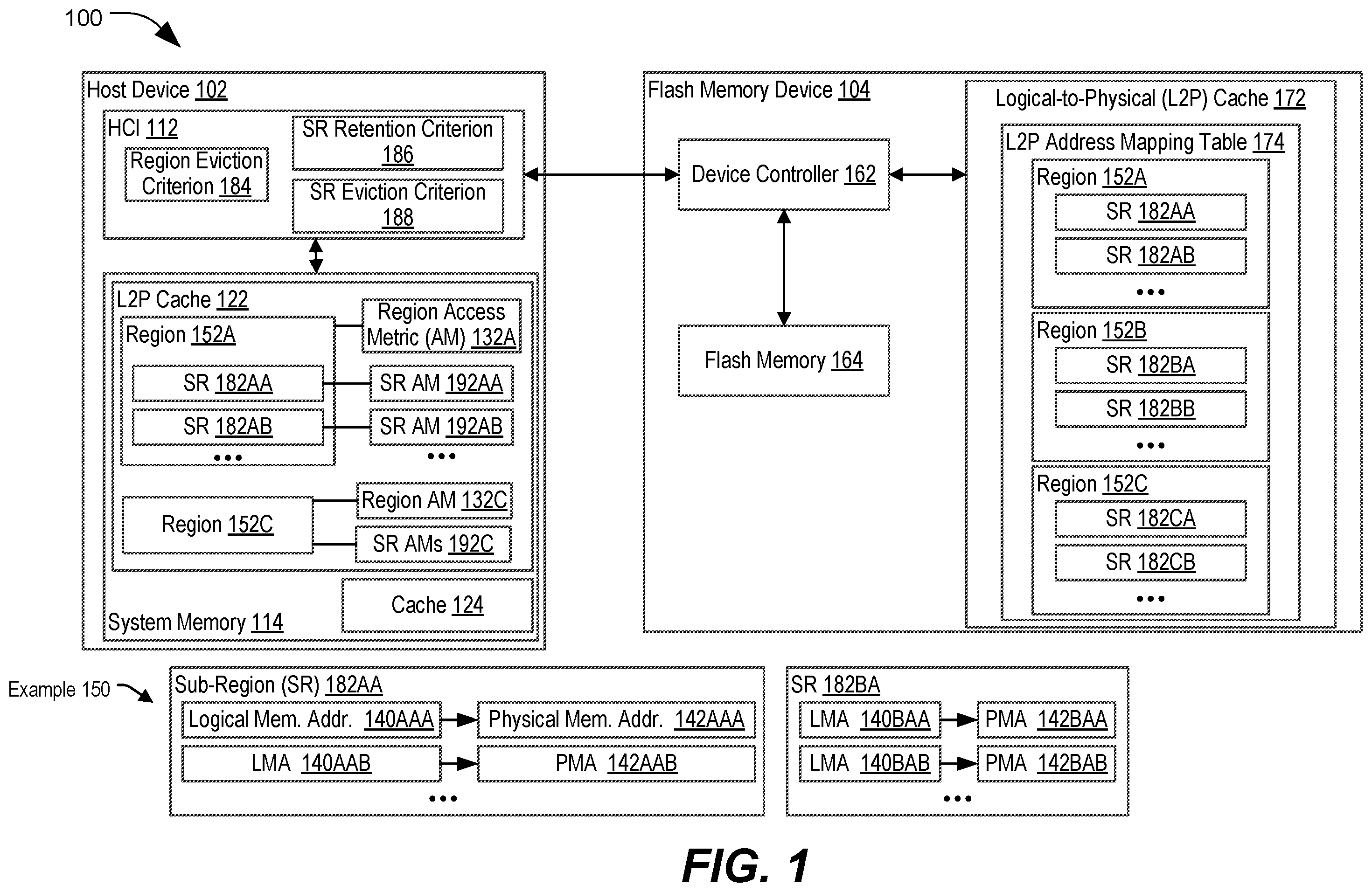 Patent US12417023 Figure 1 – Host device caching of flash memory address mappings