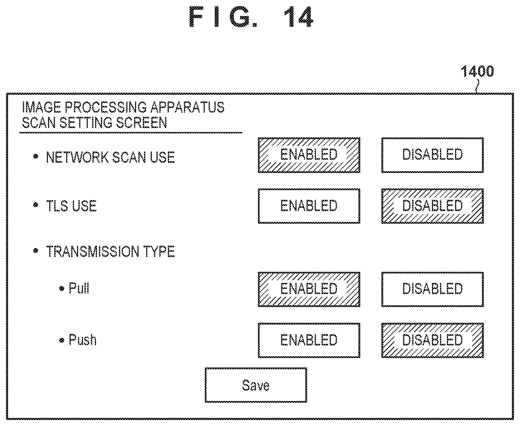 Patent US12417056 Figure 15 – Information processing apparatus that executes control for enabling a security setting related to encrypted communication when a function related to a push scan is enabled, image processing apparatus, information processing method, and storage medium