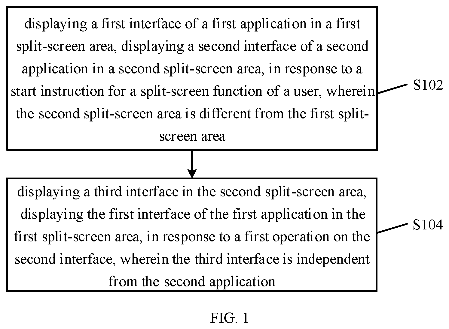 Patent US12417059 Figure 1 – Method and apparatus for split-screen display, electronic device and computer readable storage medium
