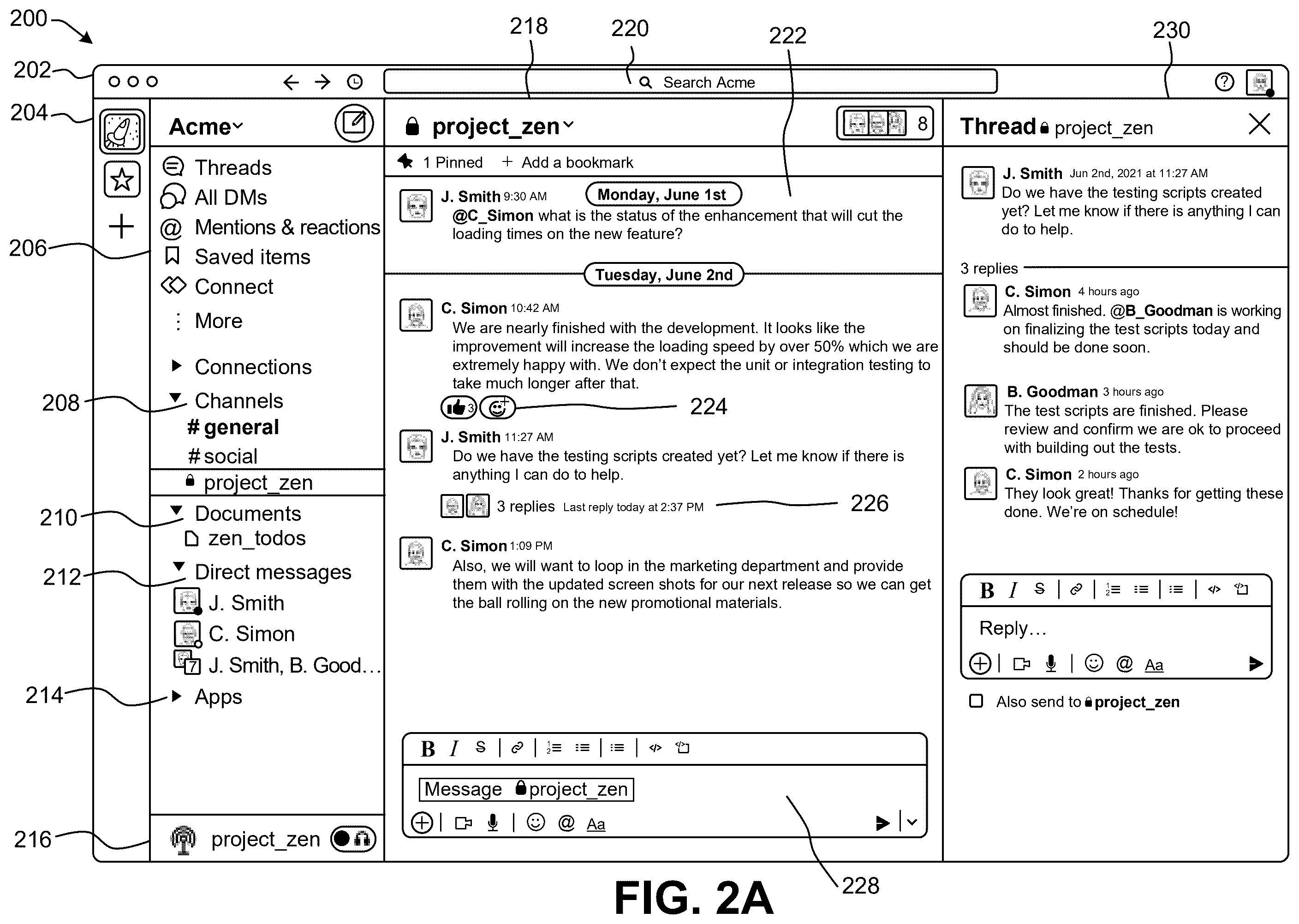 Patent US12417063 Figure 2 – Displaying a communication platform summary