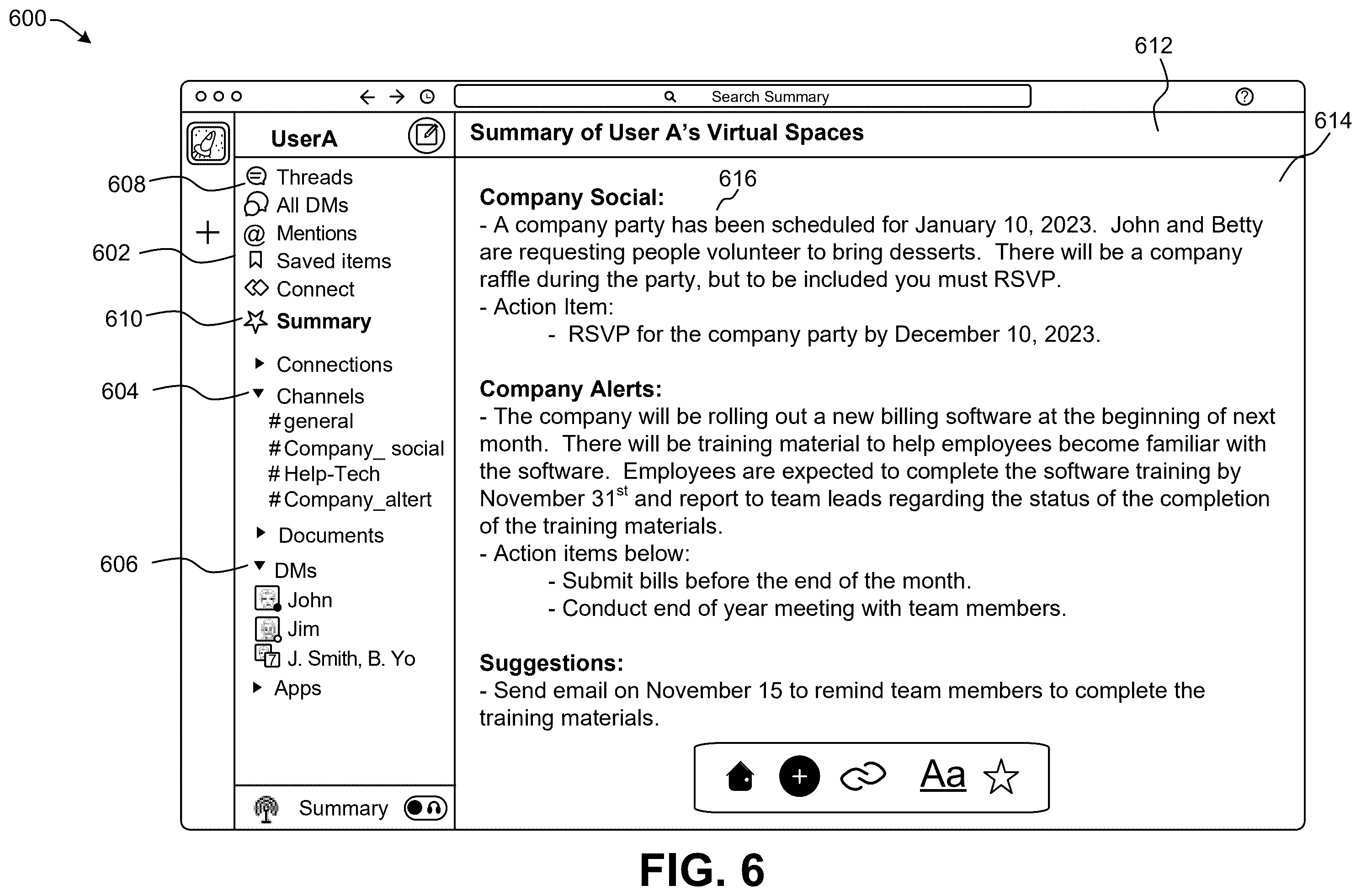 Patent US12417063 Figure 10 – Displaying a communication platform summary
