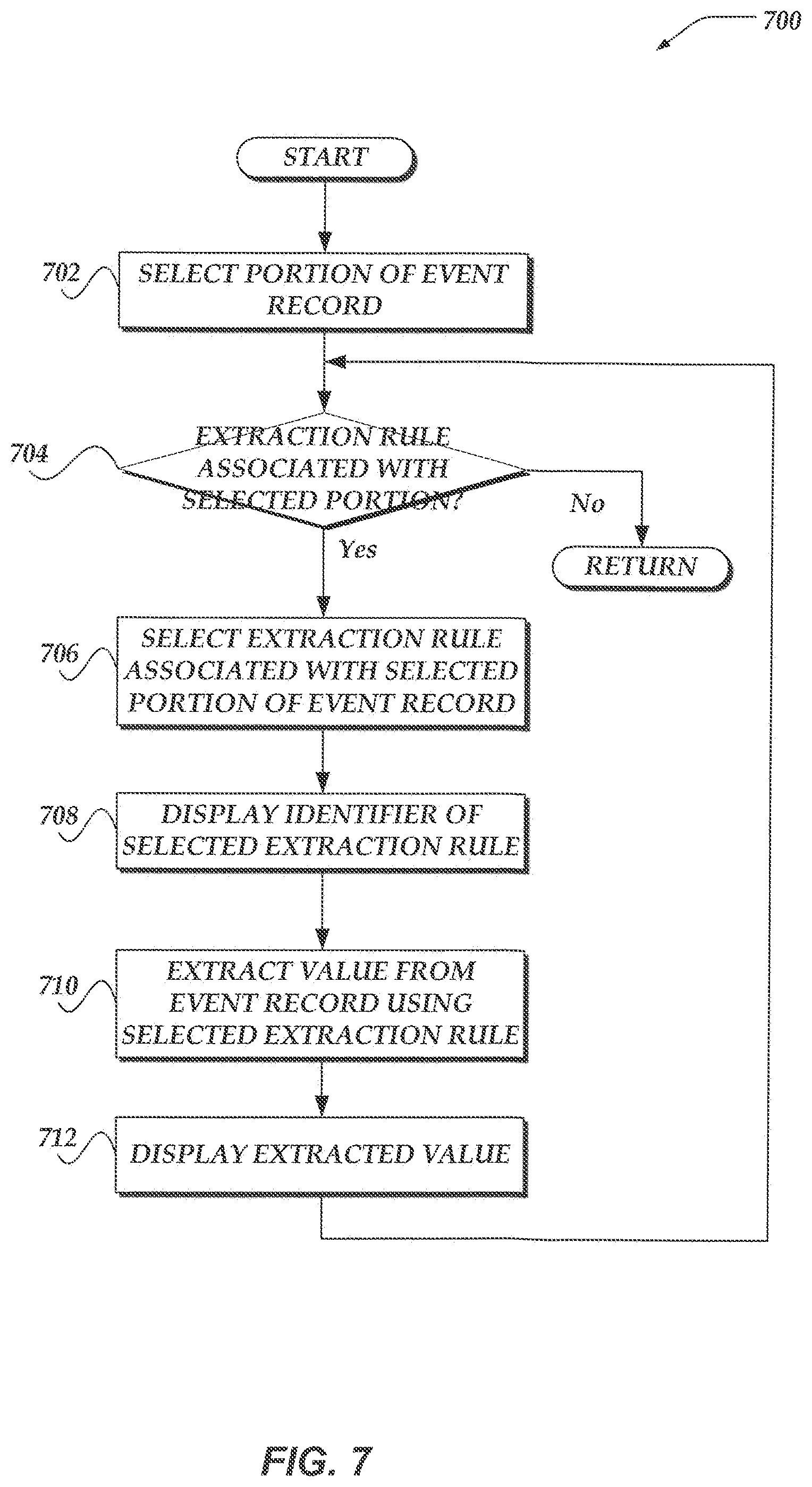 Patent US12417074 Figure 8 – Updating event records based on user edited extraction rule
