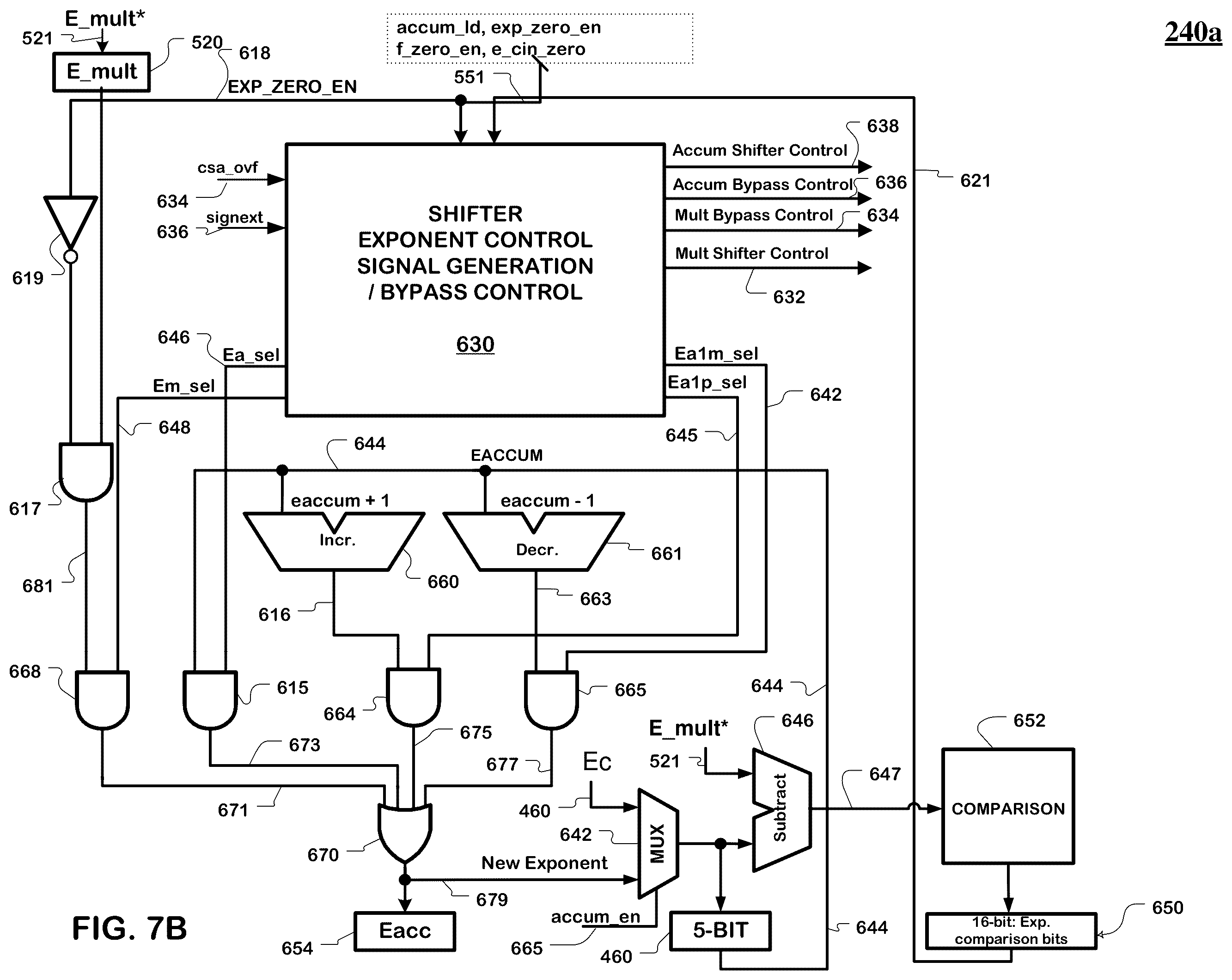 Patent US12417078 Figure 11 – Floating point accumulater with a single layer of shifters in the significand feedback